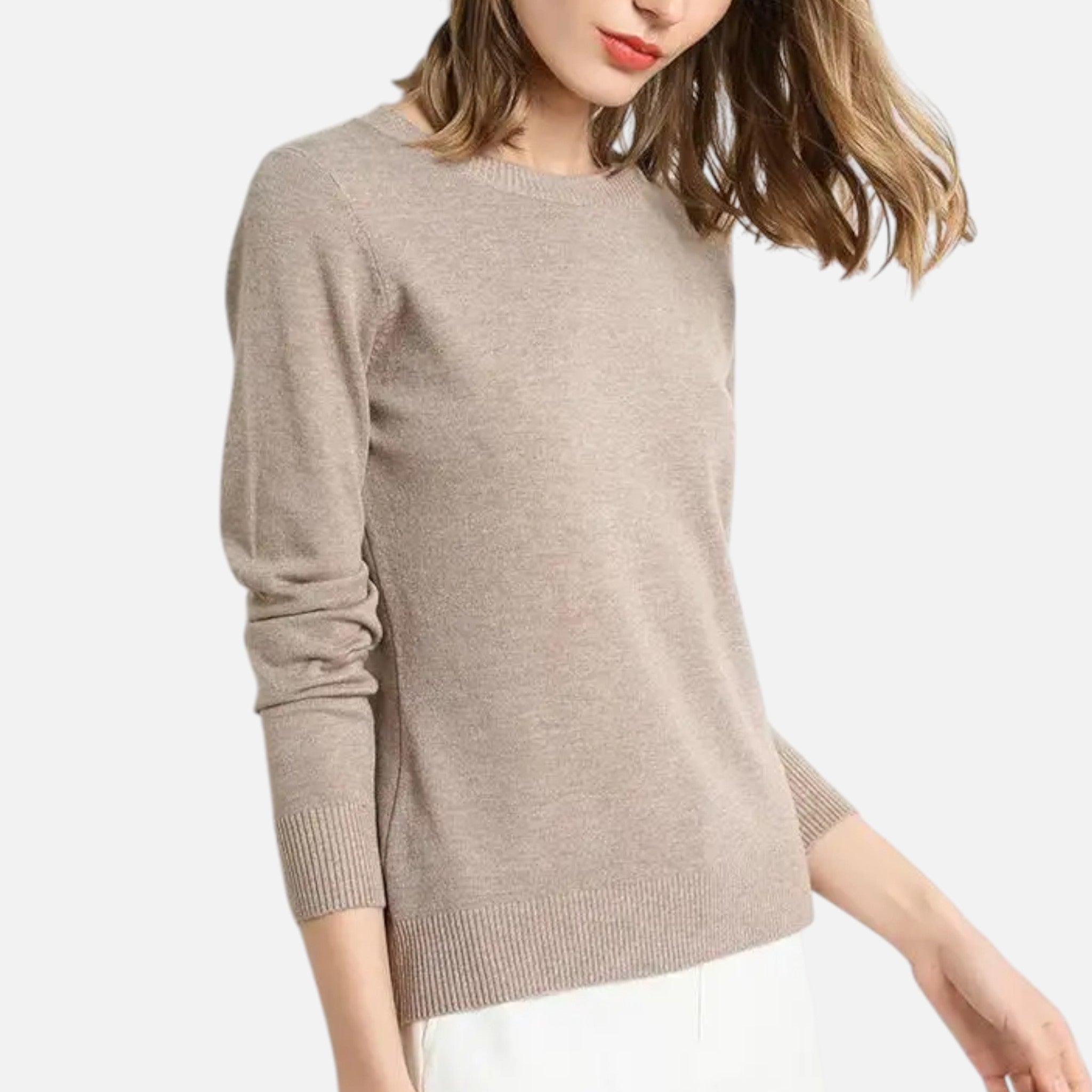 Eliaro Moda | Pull Femme Laine Mérinos Col Rond Coupe Slim