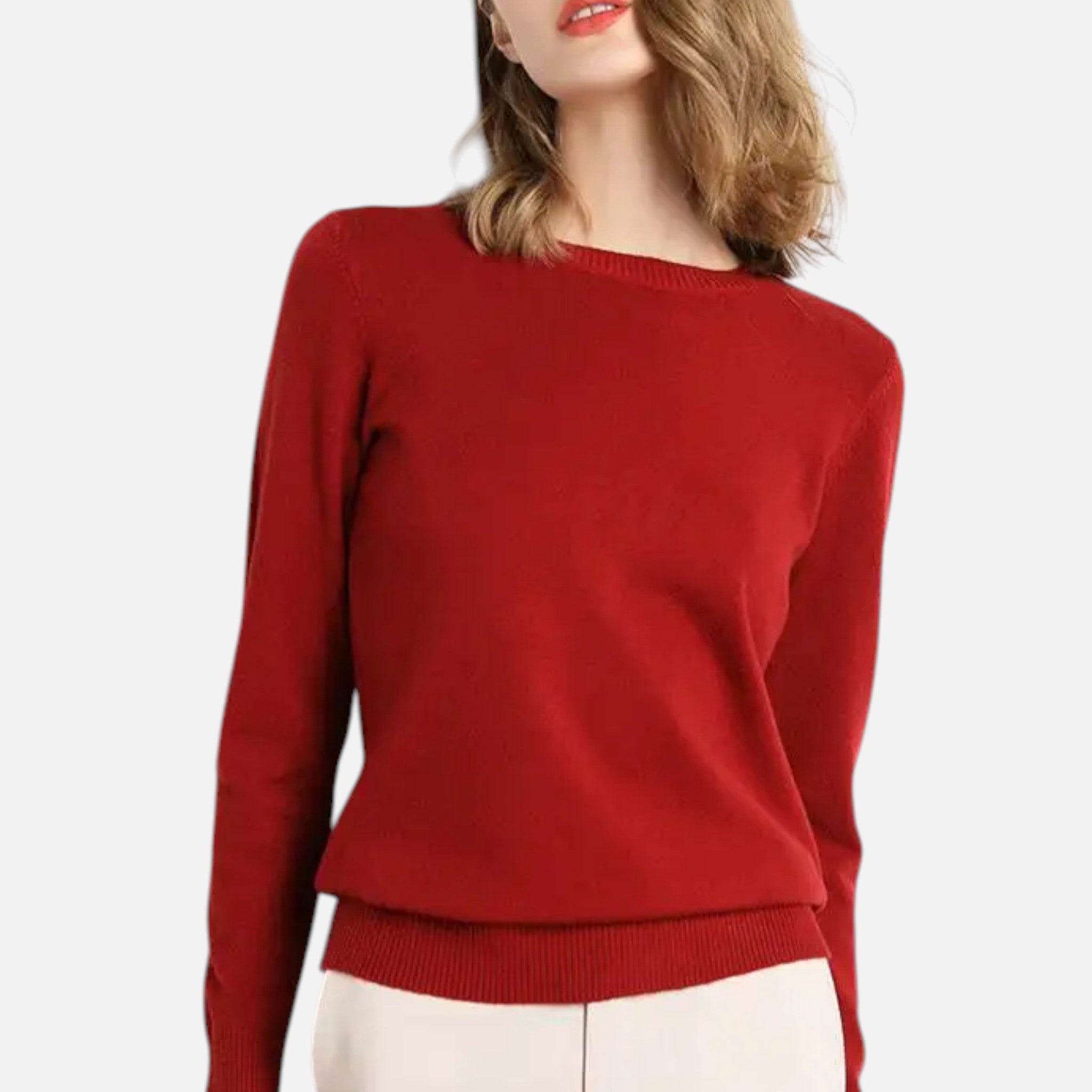 Eliaro Moda | Pull Femme Laine Mérinos Col Rond Coupe Slim