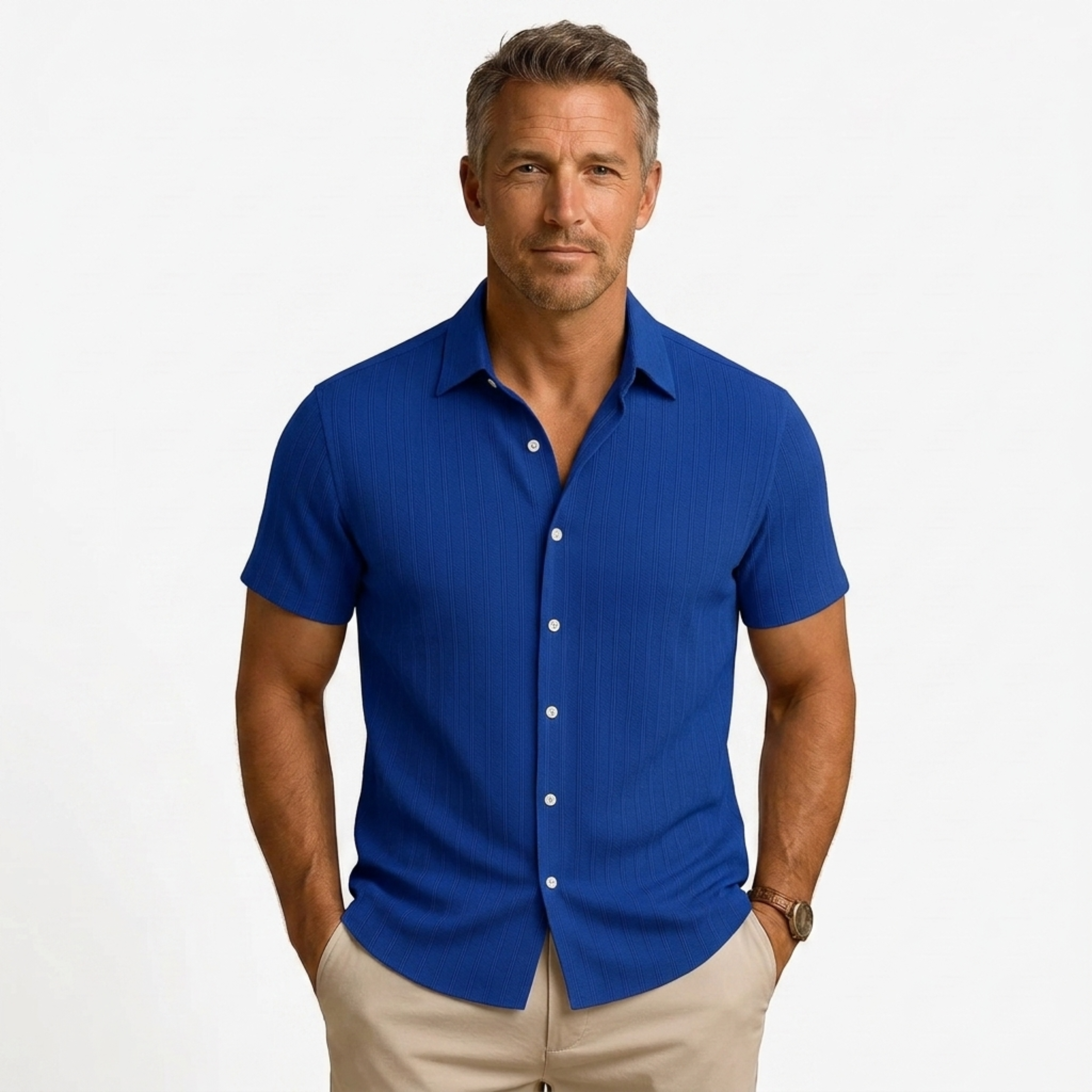 Chemise en coton et lin | design manches courtes pour la plage