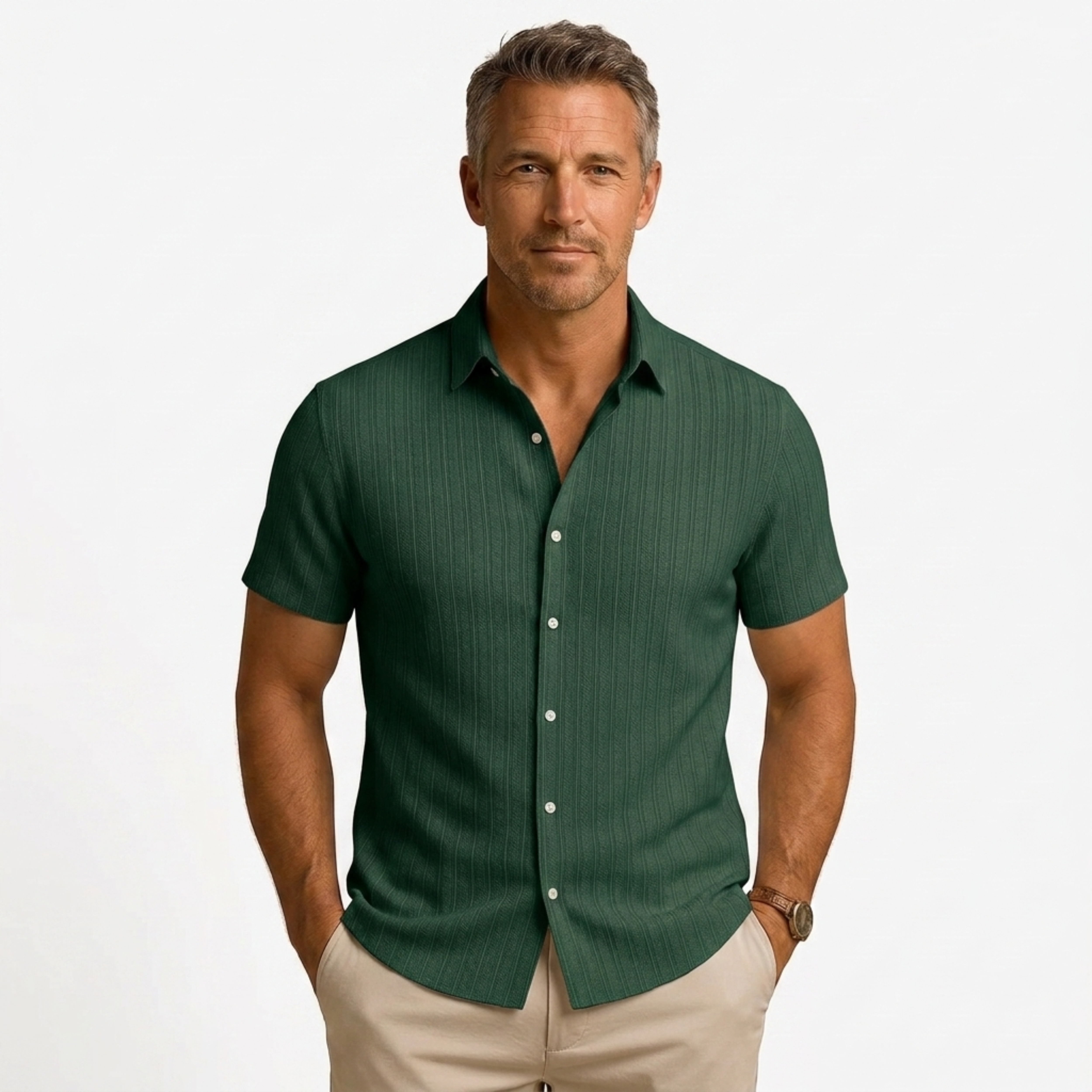 Chemise en coton et lin | design manches courtes pour la plage