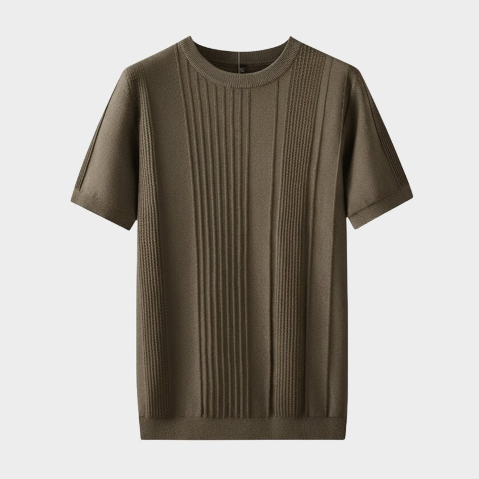 T-shirt en Maille de Soie Glacée pour Homme à Manches Courtes avec Col Rond