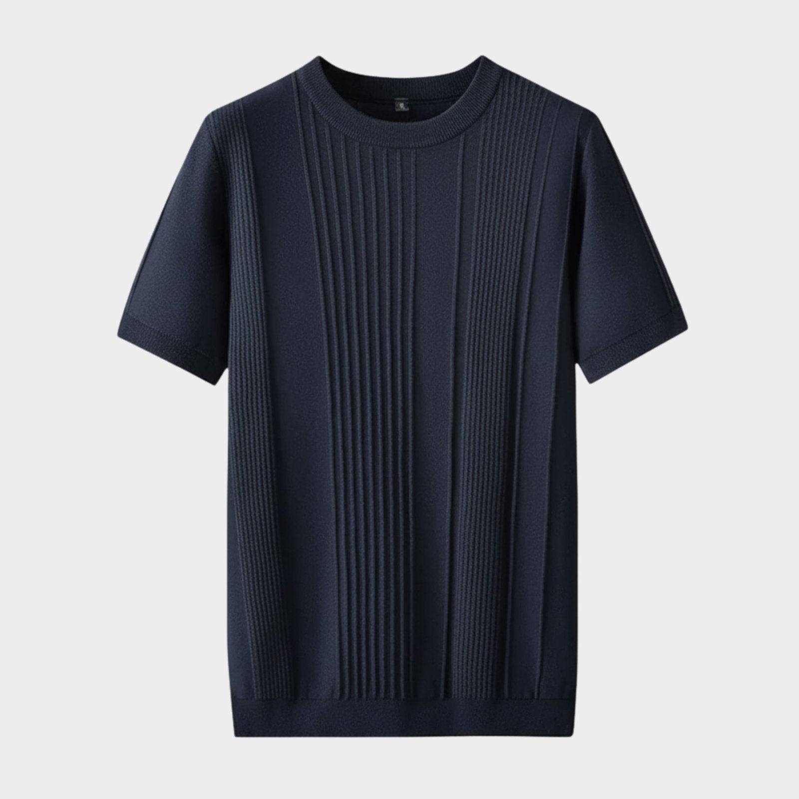 T-shirt en Maille de Soie Glacée pour Homme à Manches Courtes avec Col Rond