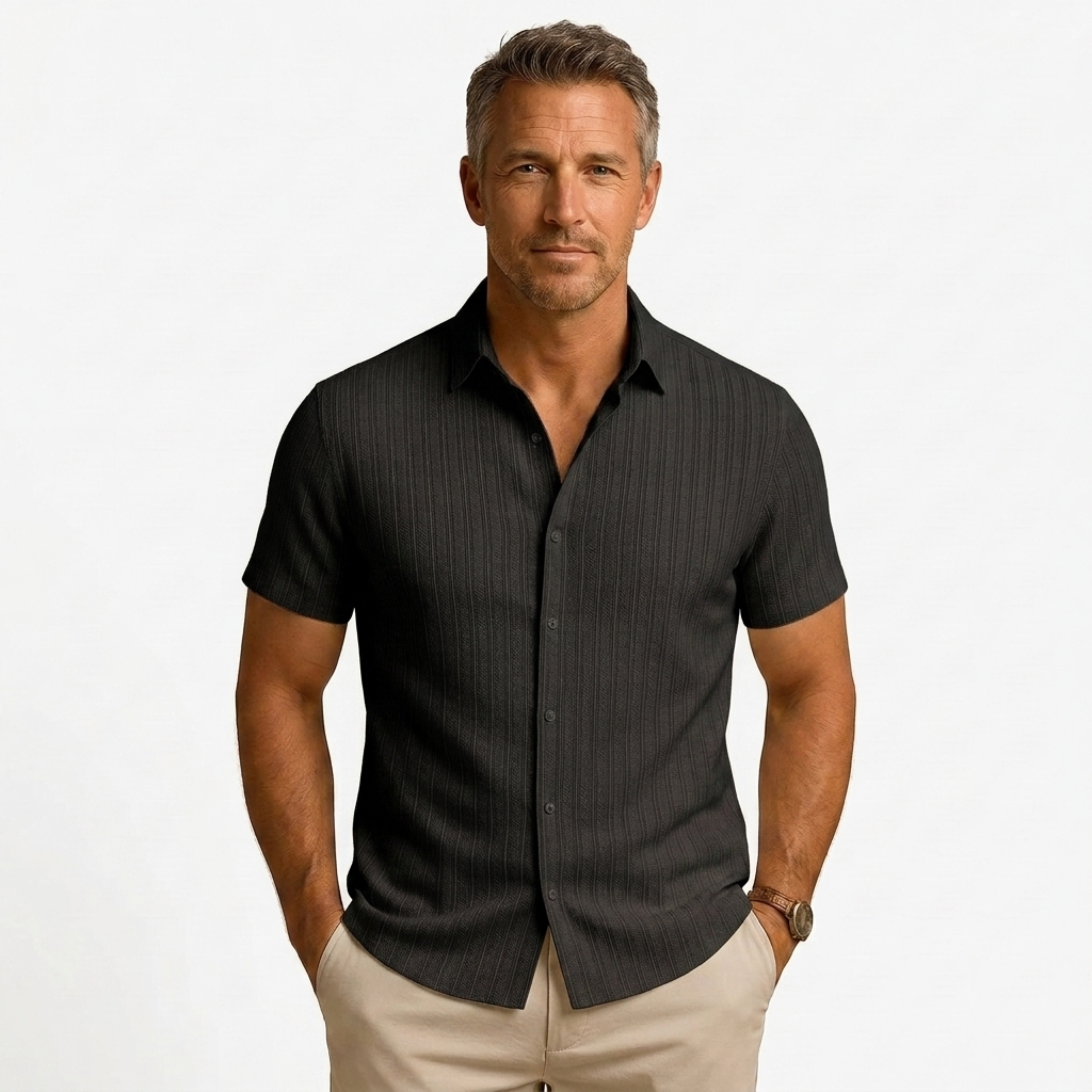 Chemise en coton et lin | design manches courtes pour la plage