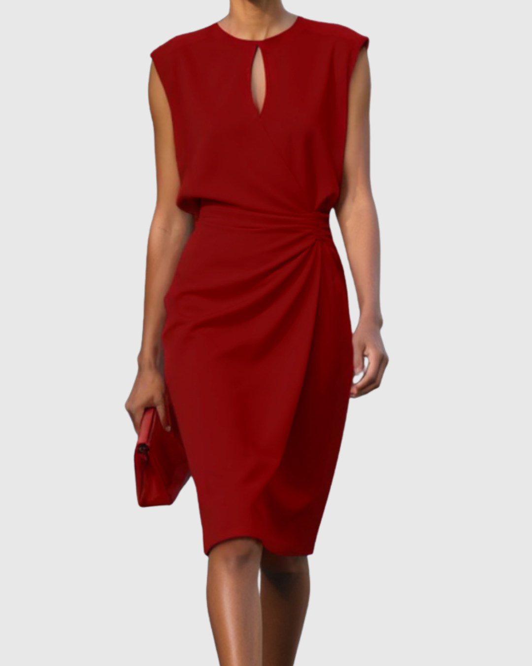 Robe midi ajustée | robe sans manches pour événements