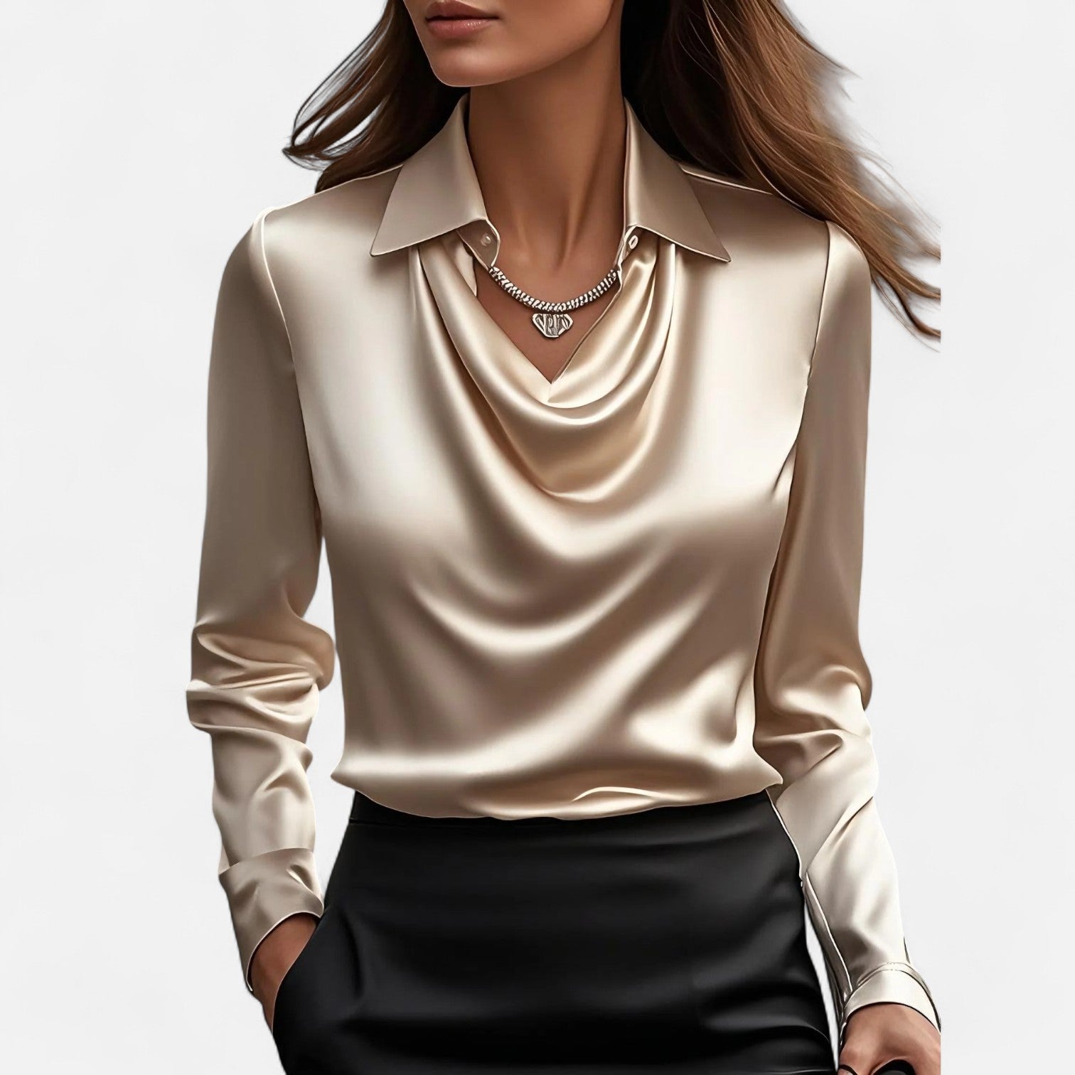 Eliaro Moda | Bluza din satin cu decolteu drapat pentru femei – Eleganță sofisticată, stil atemporal
