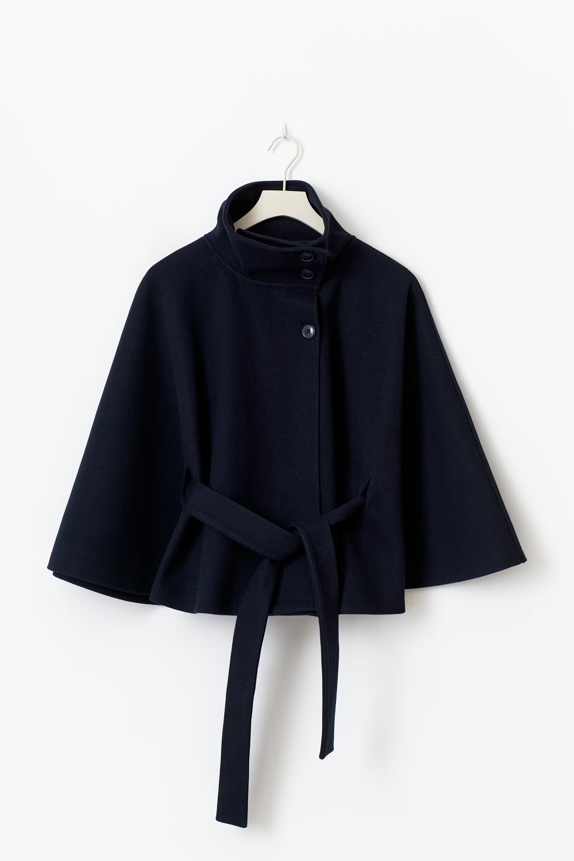 Veste cape avec col montant et ceinture ajustable pour femme