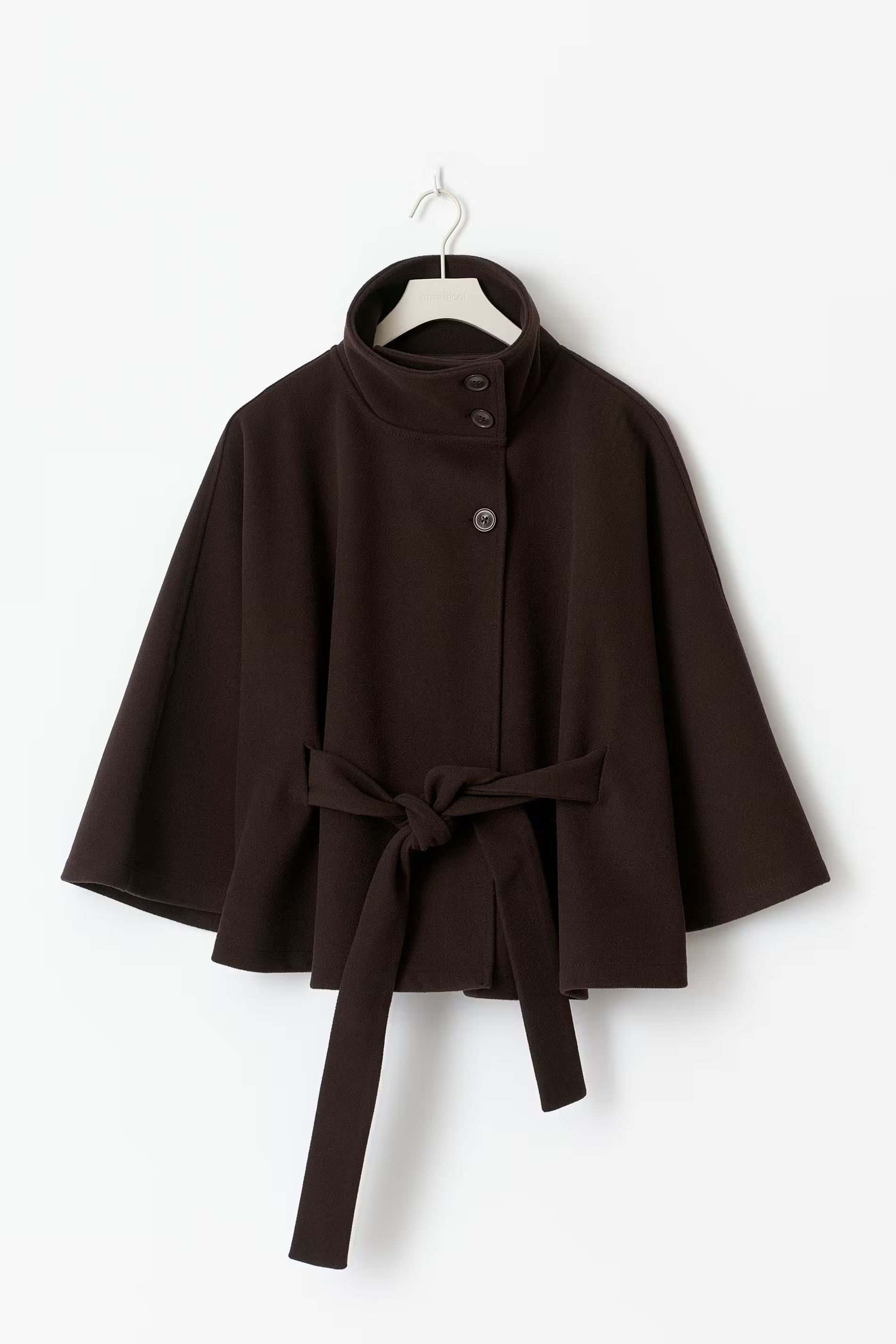 Veste cape avec col montant et ceinture ajustable pour femme