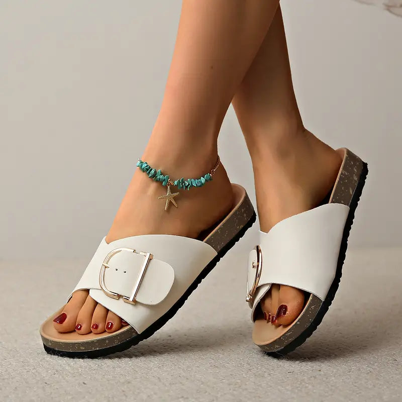 Sandales pour femme avec boucle ajustable et semelle en liège