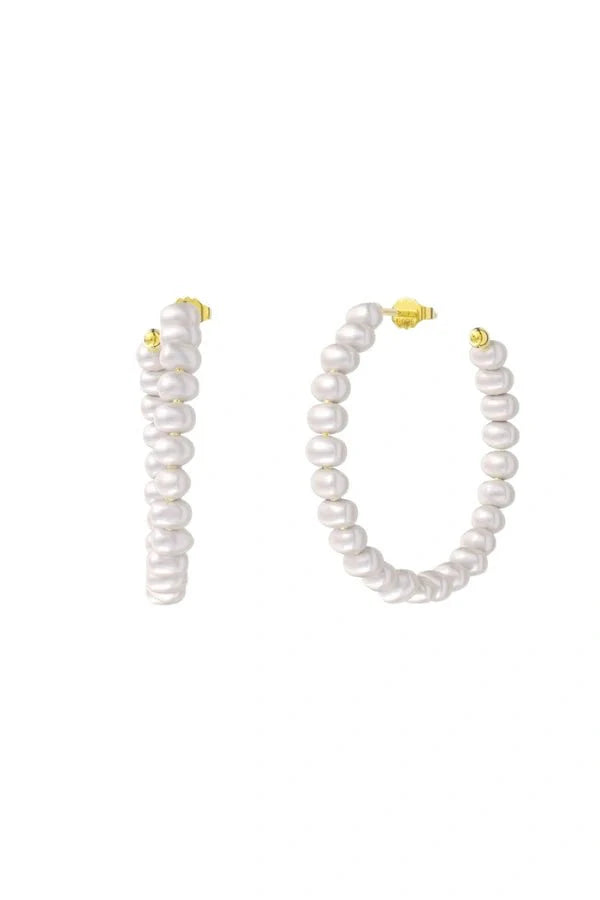 Pendientes de Aro con Perlas de Imitación para Mujer Joyería de Lujo