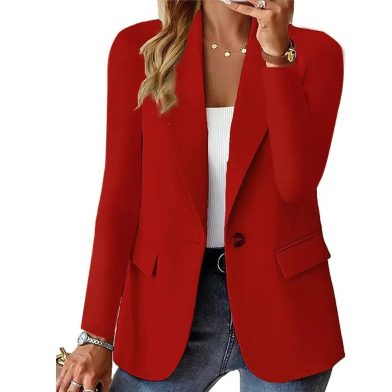 Blazer damă croială lejeră elegantă, sacou american cu rever clasic casual