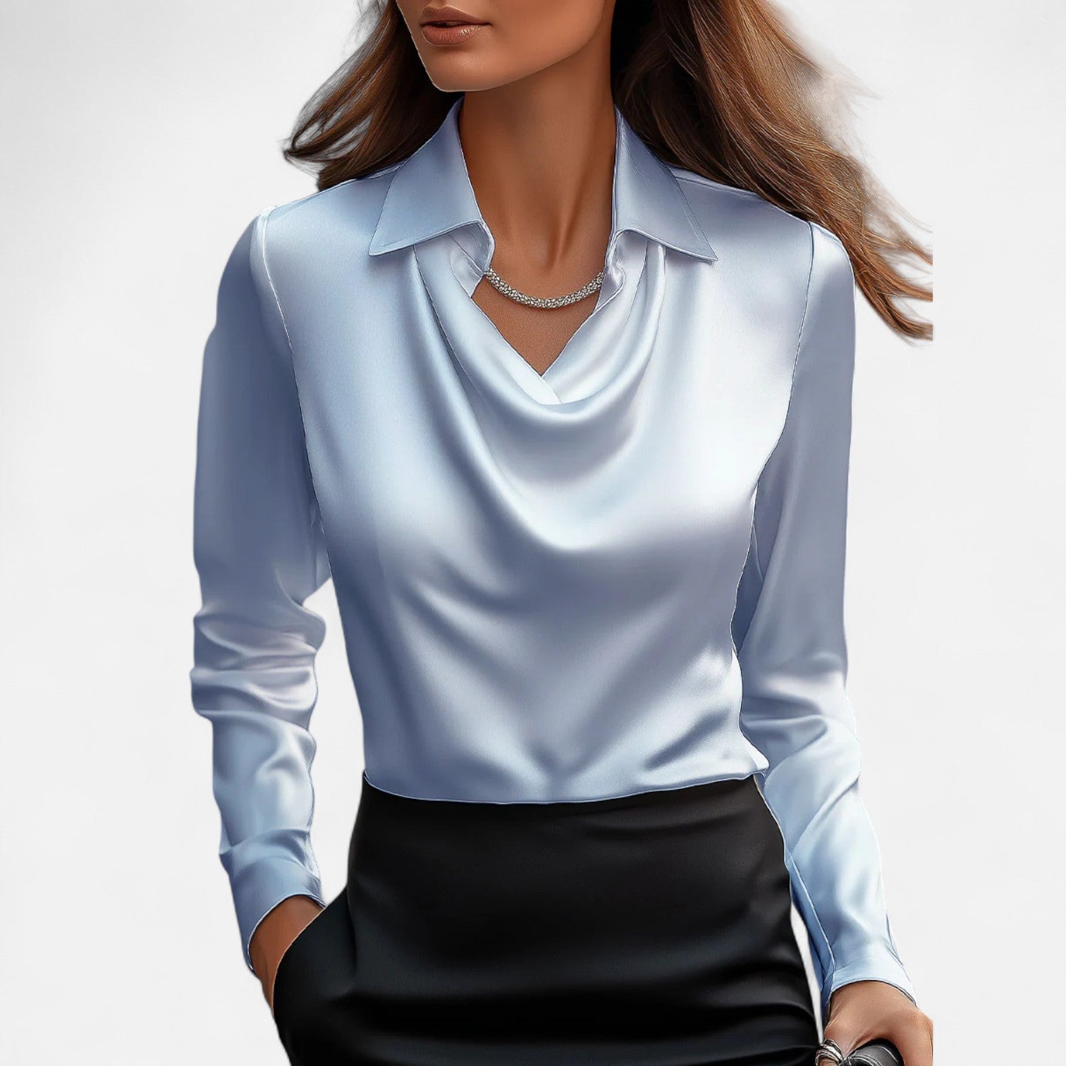 Eliaro Moda | Bluza din satin cu decolteu drapat pentru femei – Eleganță sofisticată, stil atemporal