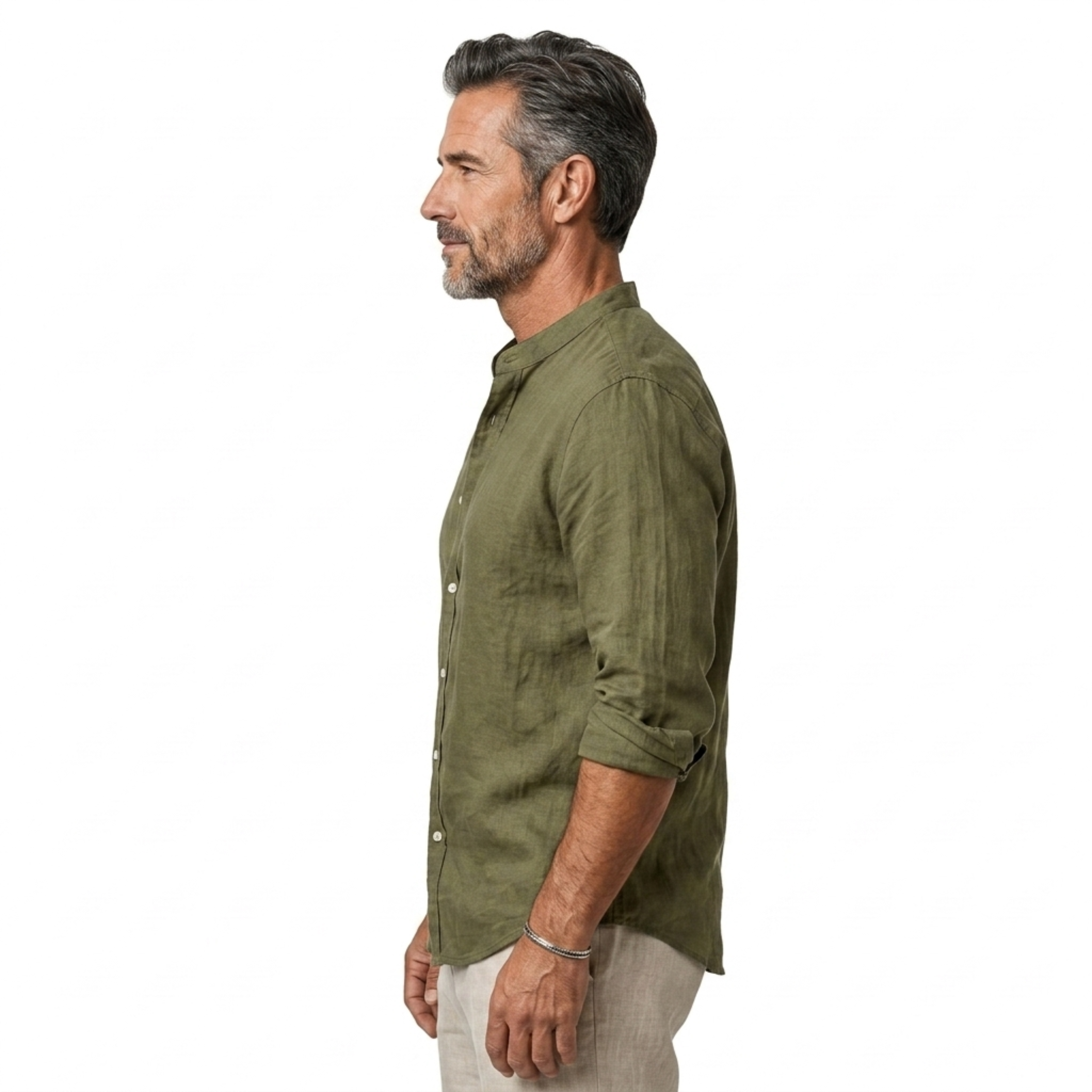 Chemise en lin homme — col classique et manches ajustables pour un usage quotidien