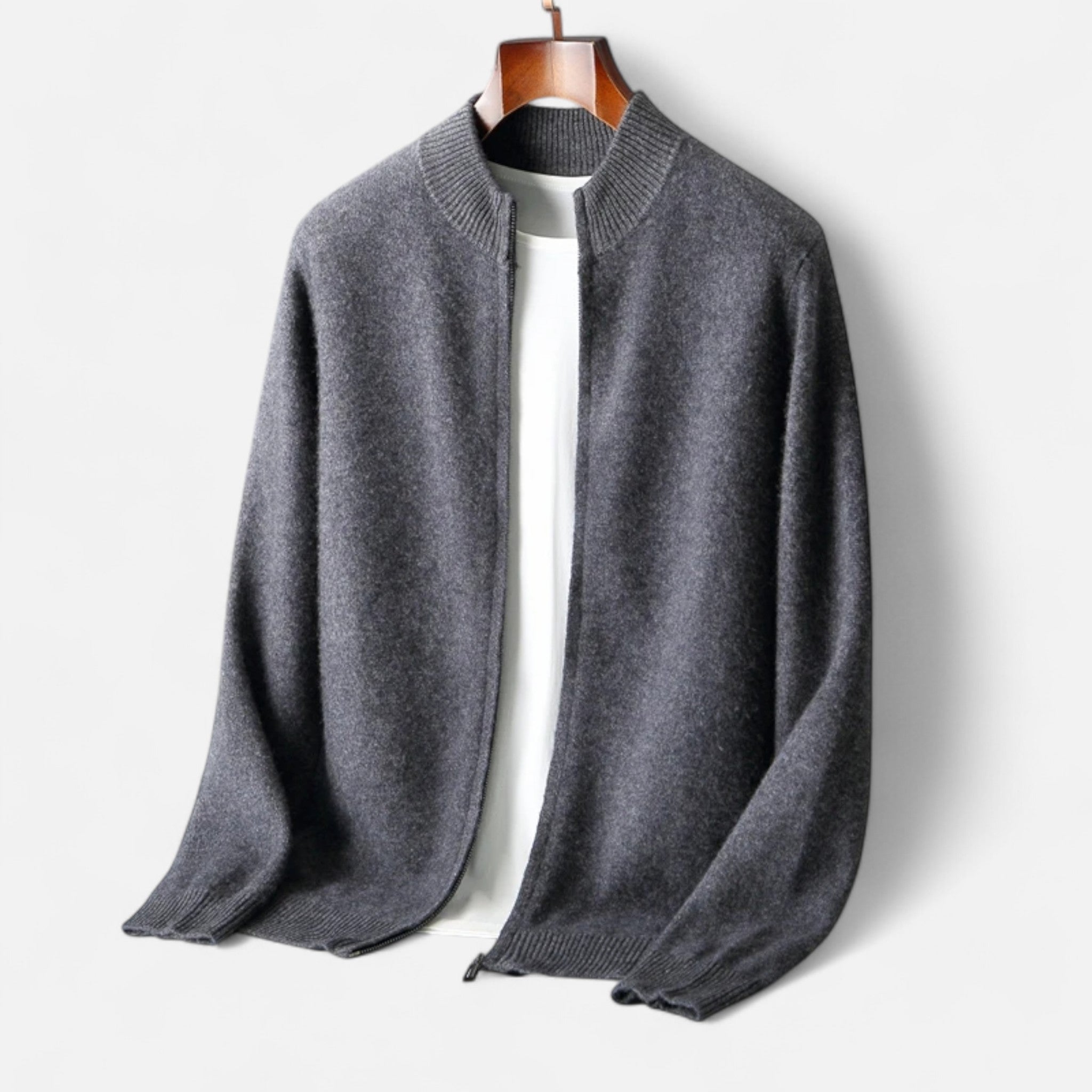 Eliaro Moda | Pánský svetr z merino vlny s vysokým límcem a zipem