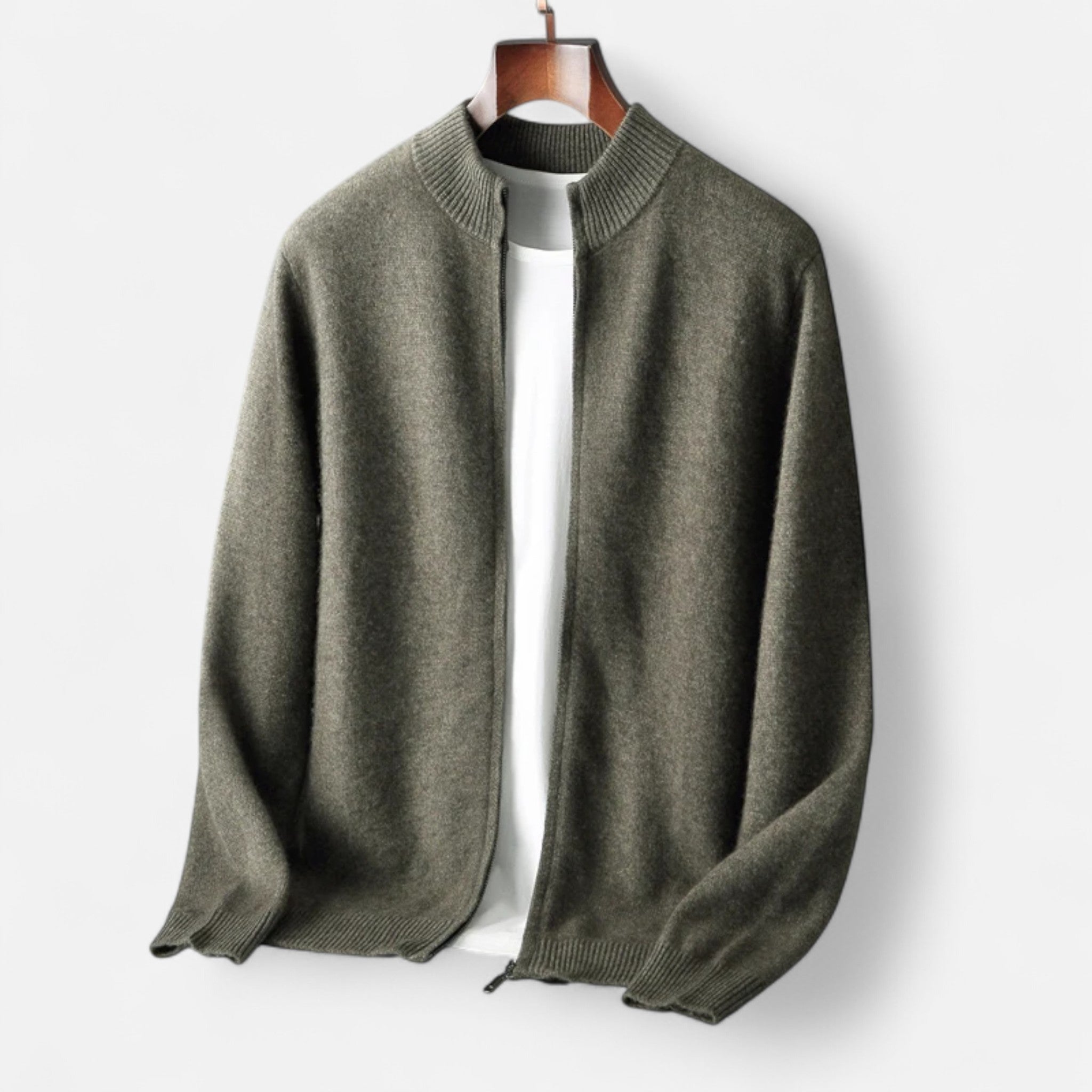 Eliaro Moda | Pánský svetr z merino vlny s vysokým límcem a zipem