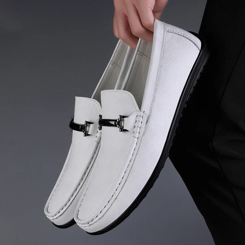 Men's leather loafers — metal detail — events and everyday use