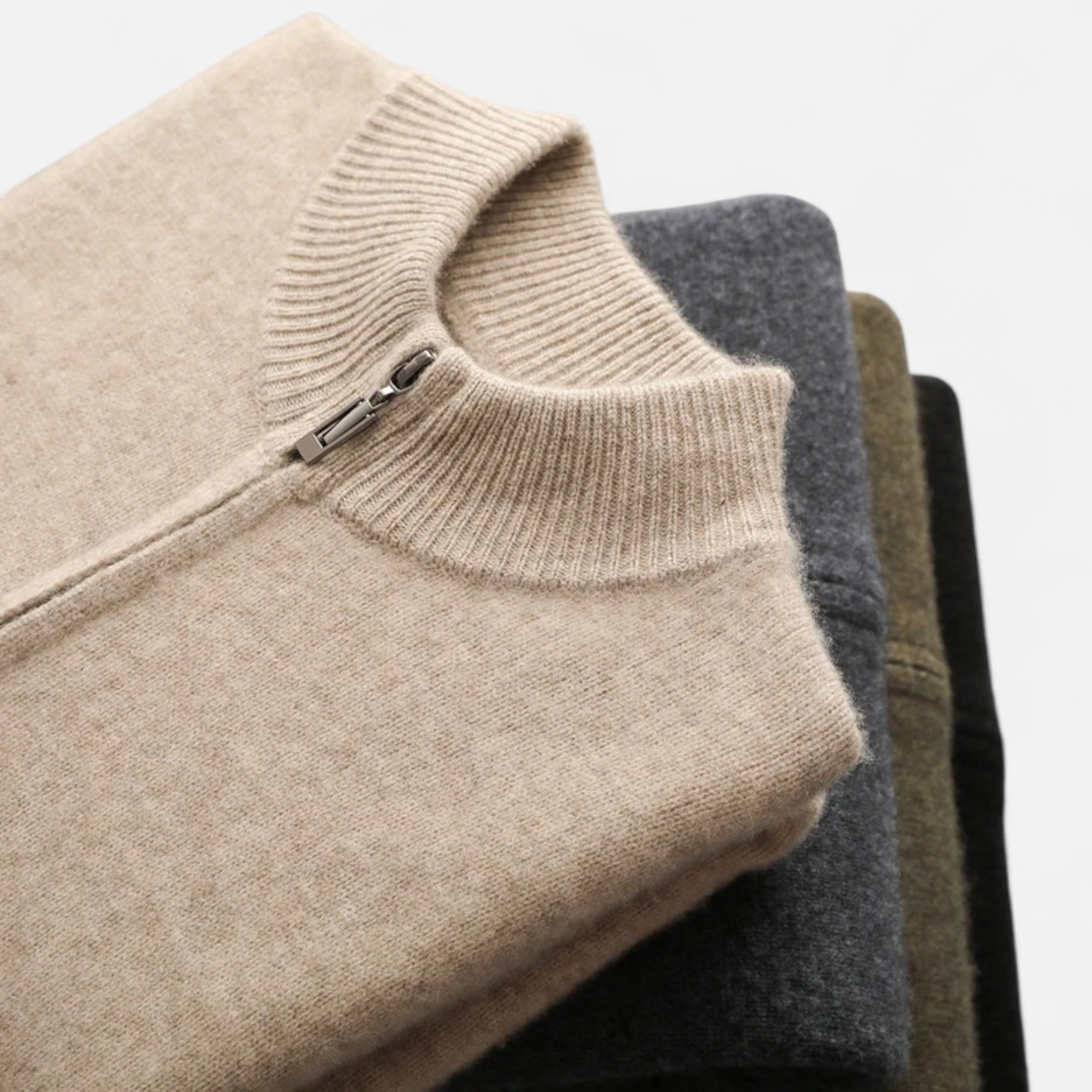 Eliaro Moda | Pánský svetr z merino vlny s vysokým límcem a zipem
