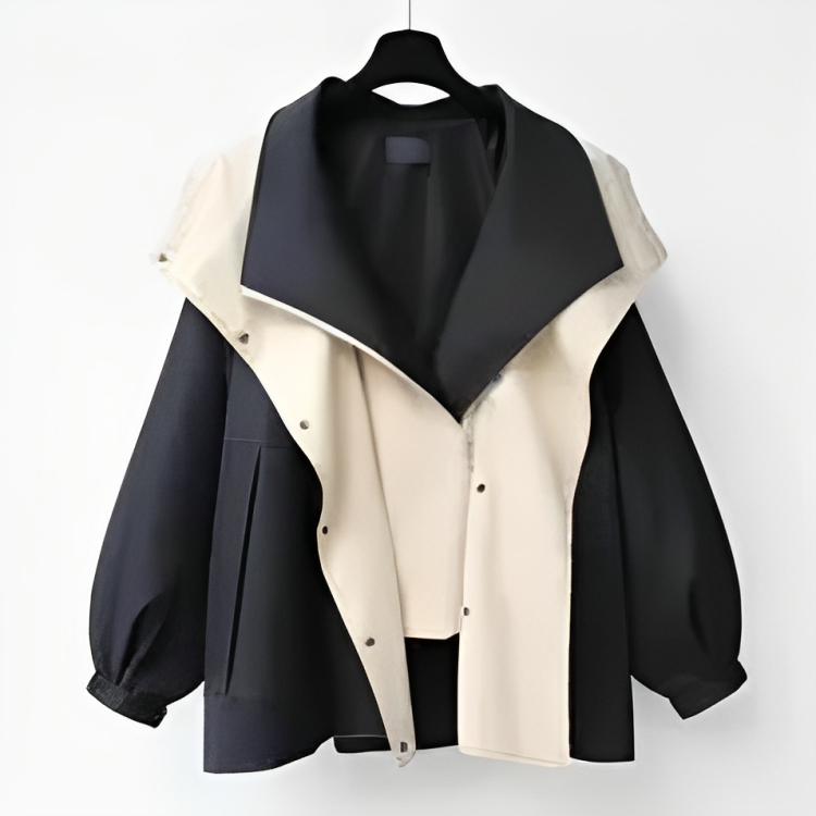 Chaqueta de Mezcla de Algodón con Capucha y Cremallera de Corte Ajustado para Mujer