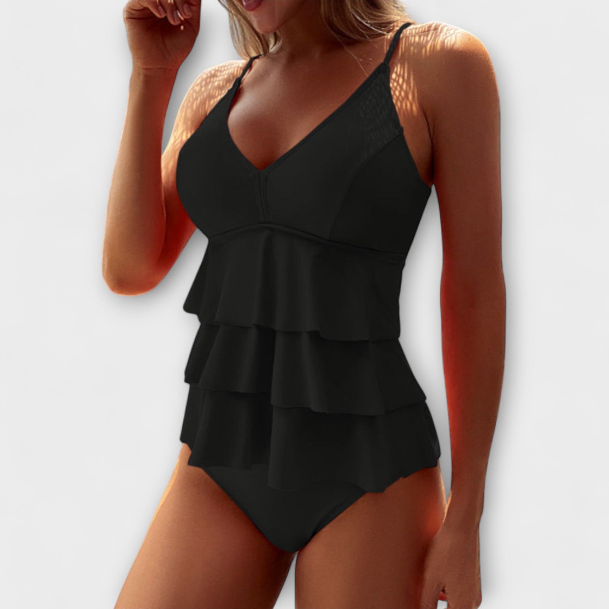 Costum de baie pentru femei cu volane | costum de baie cu decolteu în V pentru plajă