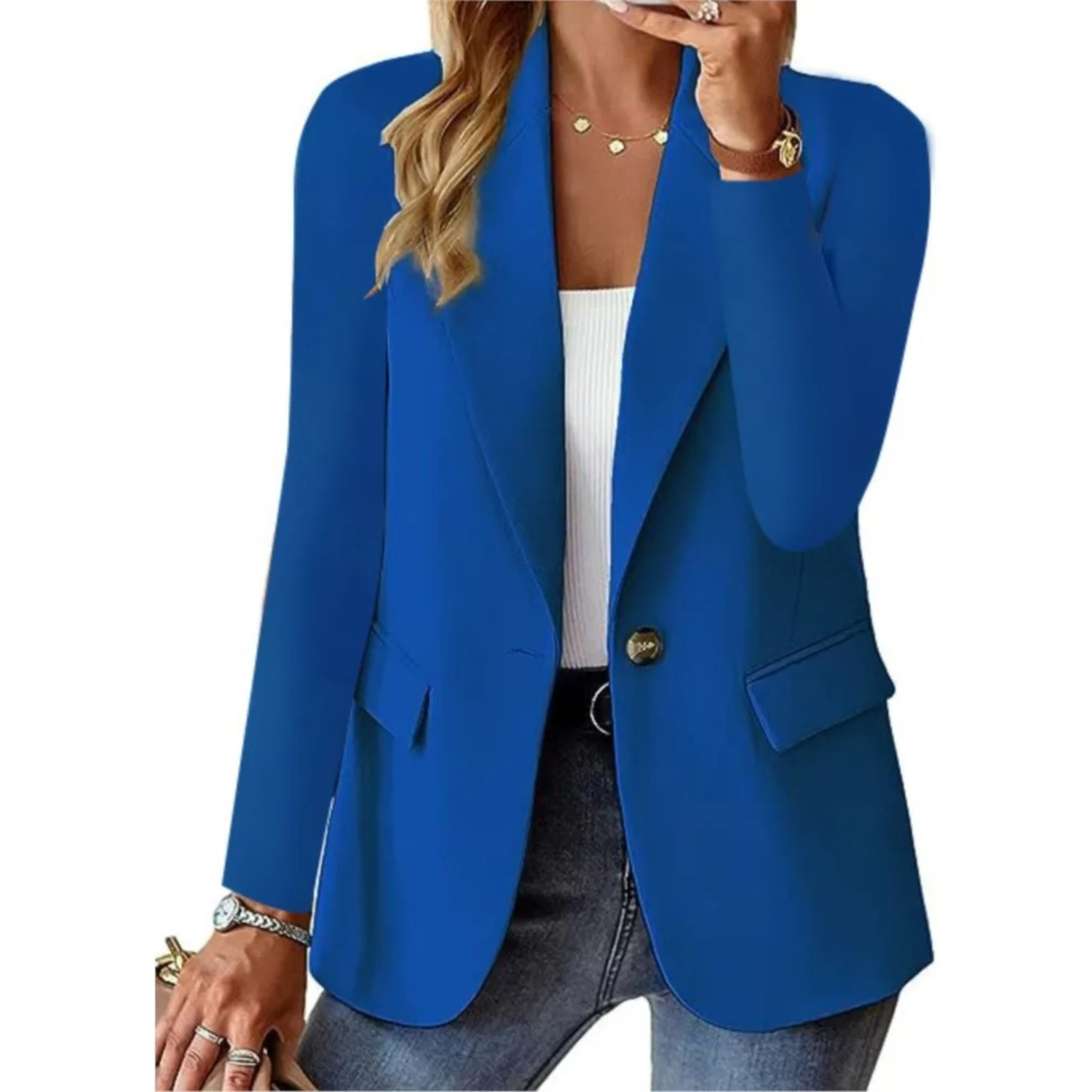 Blazer damă croială lejeră elegantă, sacou american cu rever clasic casual