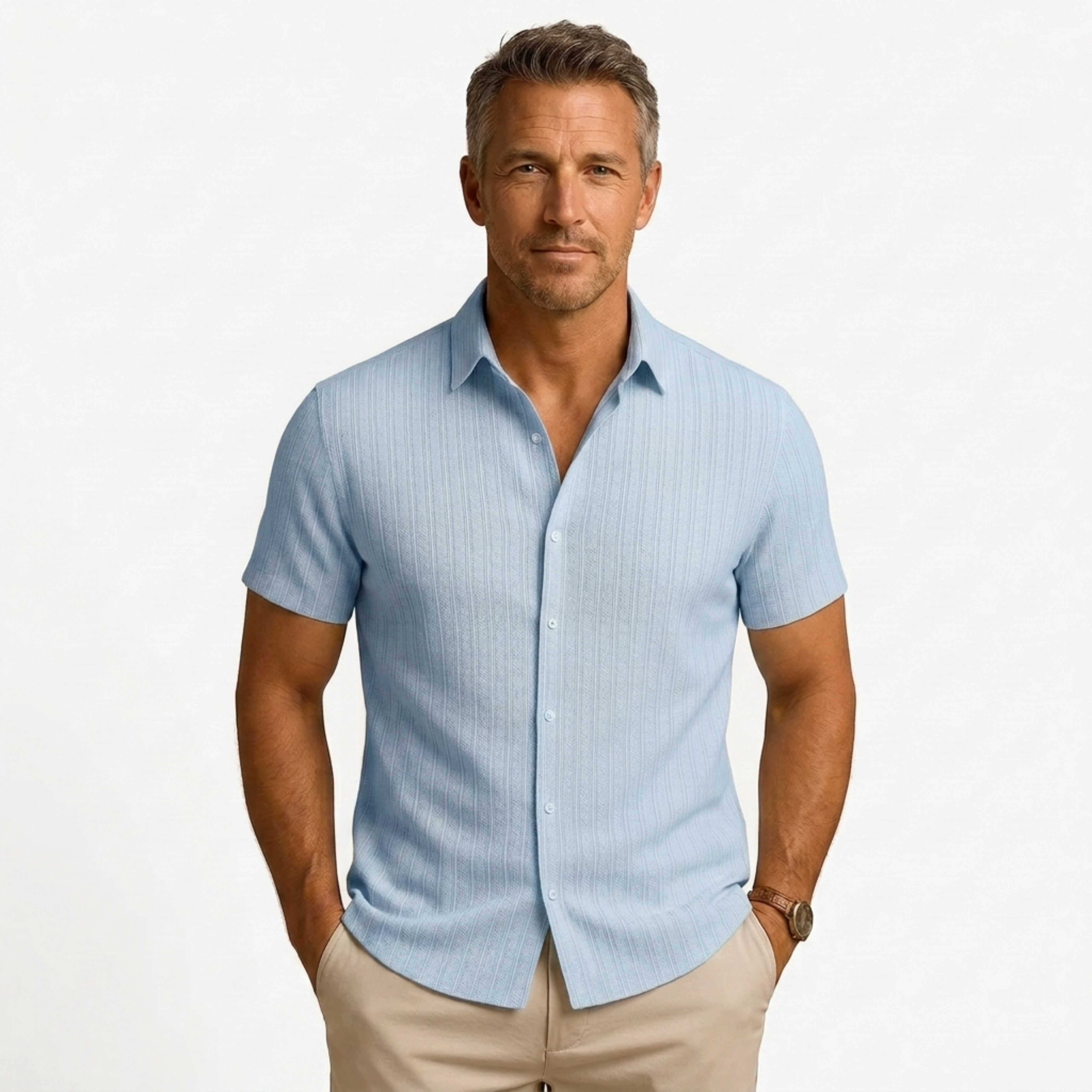 Chemise en coton et lin | design manches courtes pour la plage