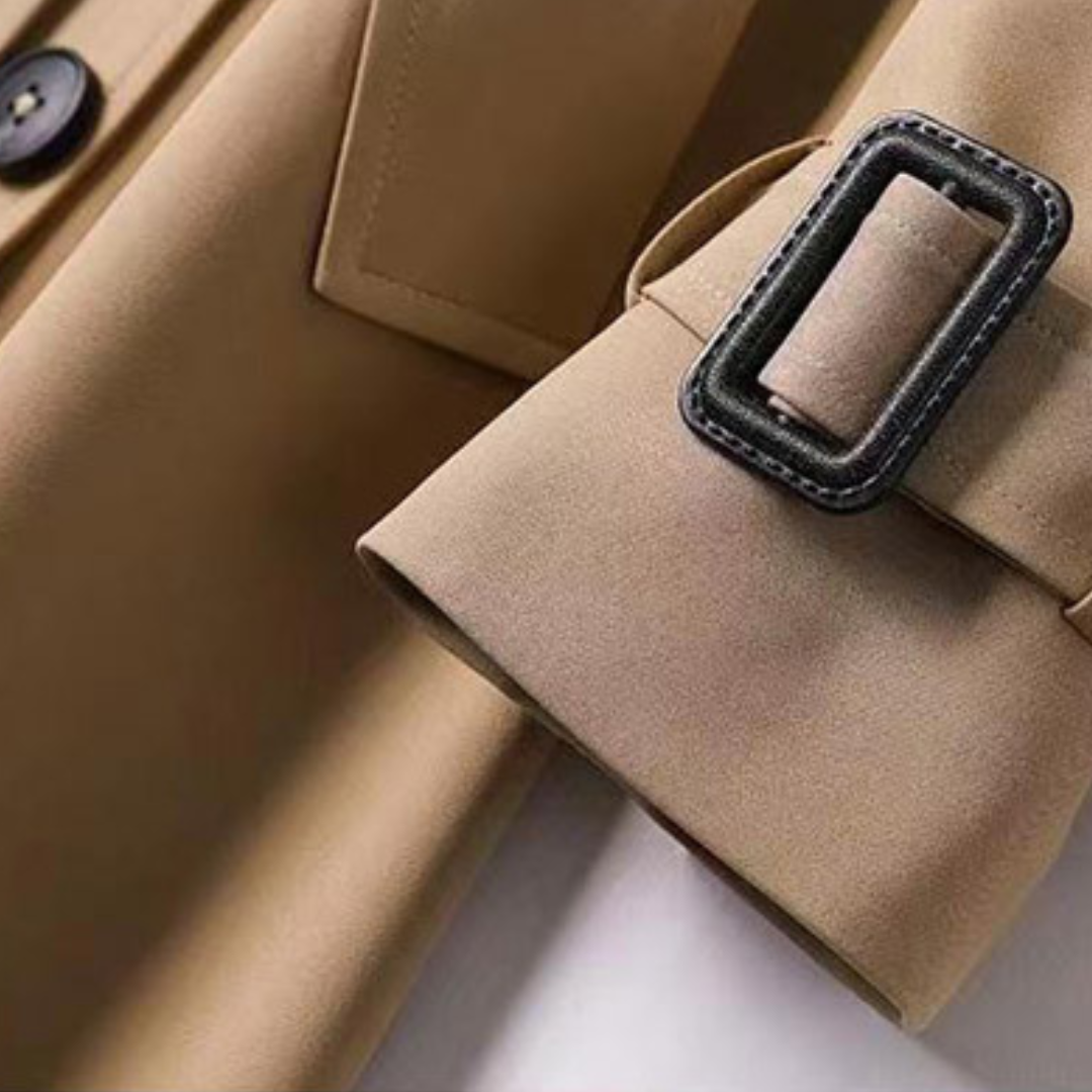 Trench-coat long avec ceinture et double boutonnage pour femme