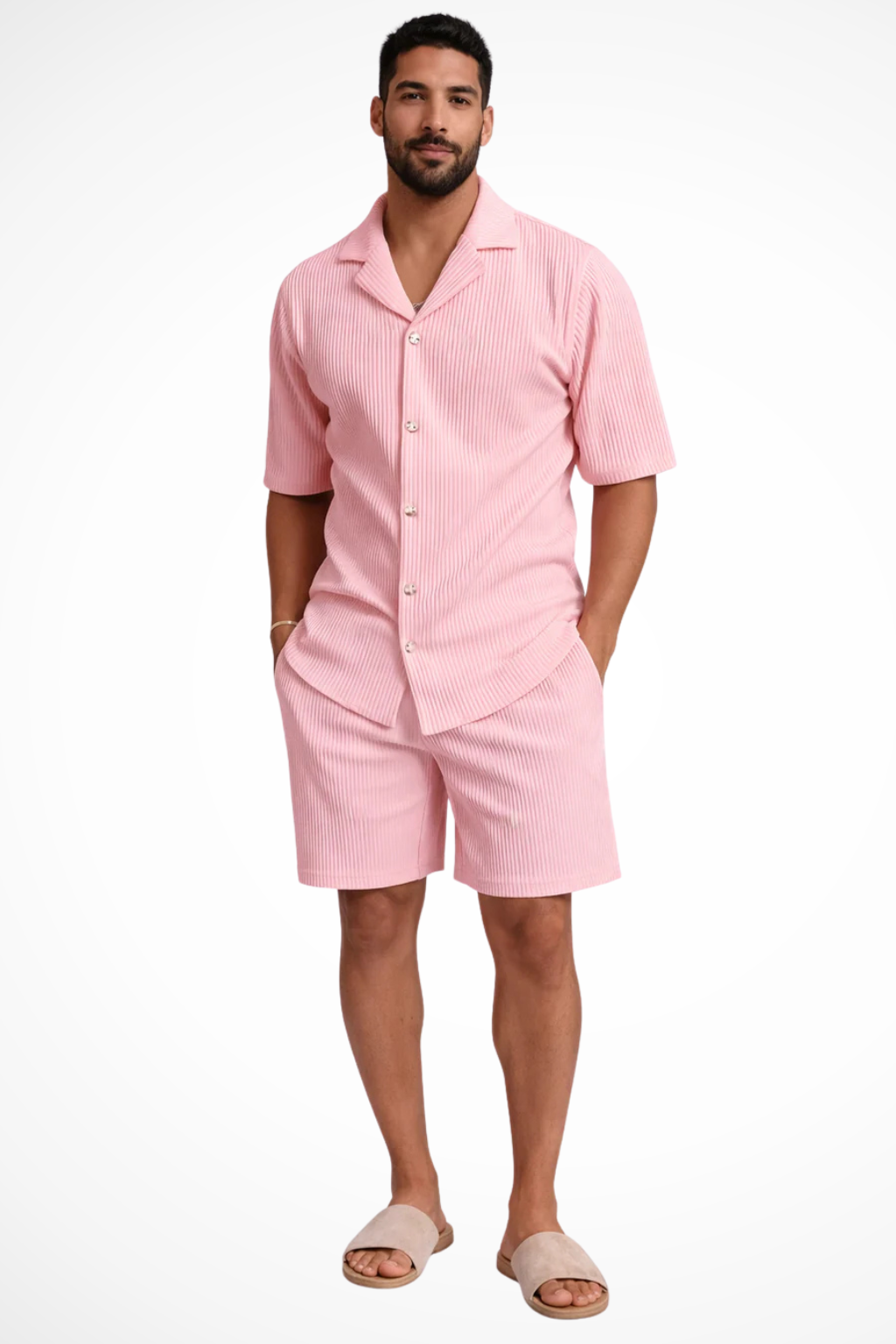 Conjunto de duas peças para homem com camisa de manga curta e calções