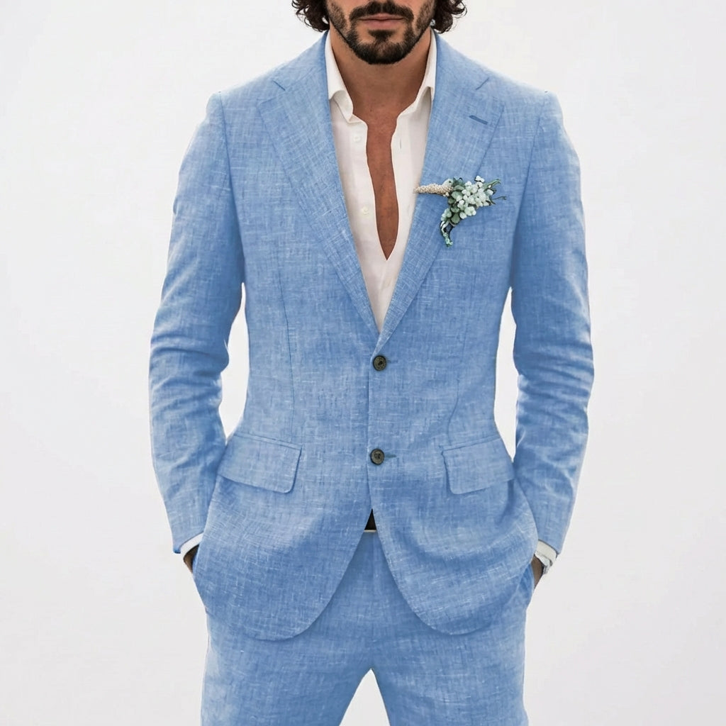Men's linen suit — Slim fit tailored cut for weddings