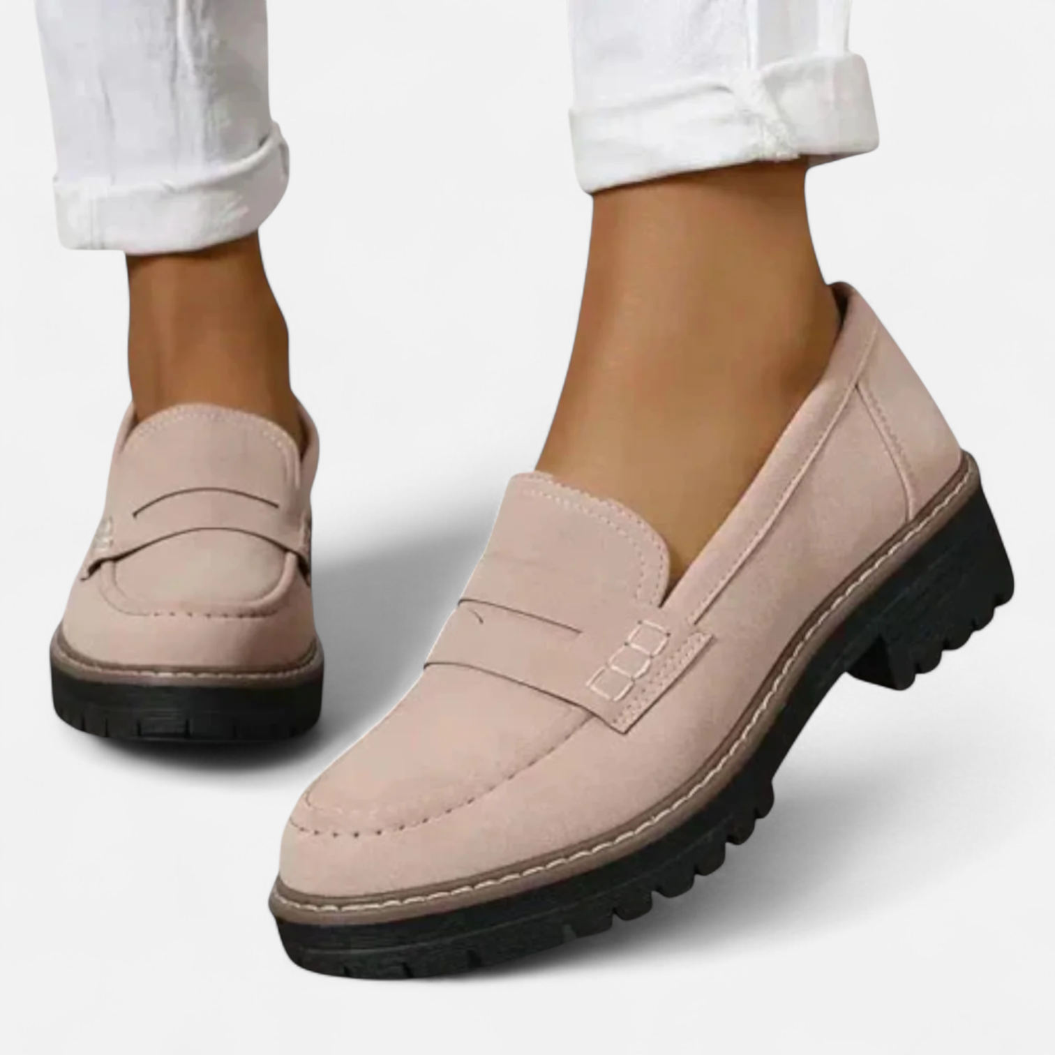 Mocassins de couro para mulher com sola antiderrapante para uso diário