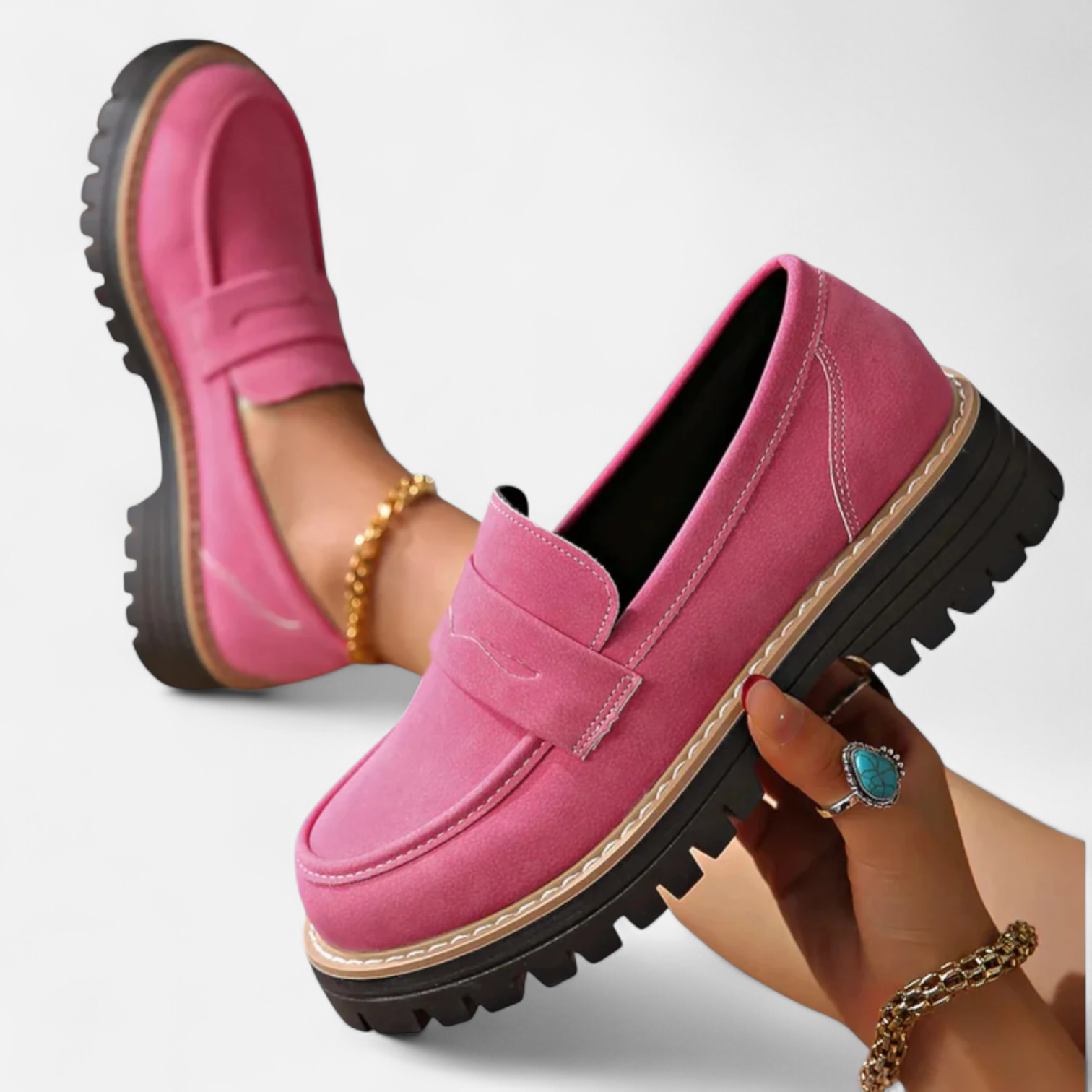 Mocassins de couro para mulher com sola antiderrapante para uso diário