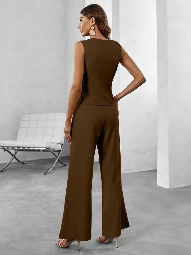 Ensemble deux pièces pour femme — Gilet en coton et pantalon de bureau