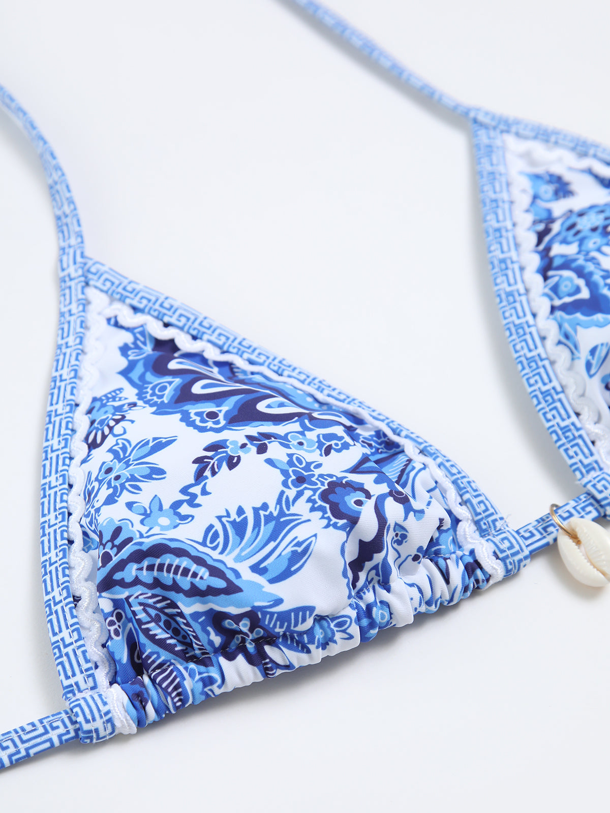 Biquíni de duas peças para mulher com decote halter e enchimento removível com estampado