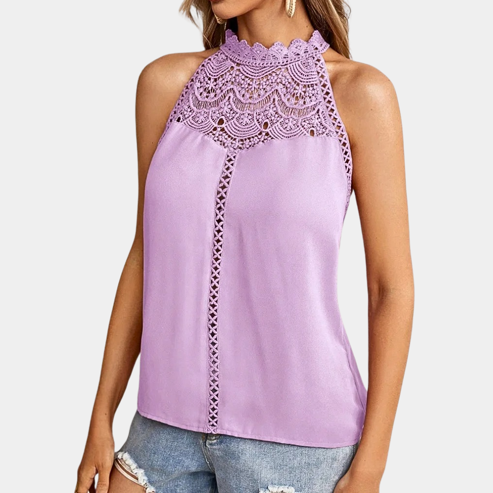 Halter blouse with lace detail | sleeveless top for daily use