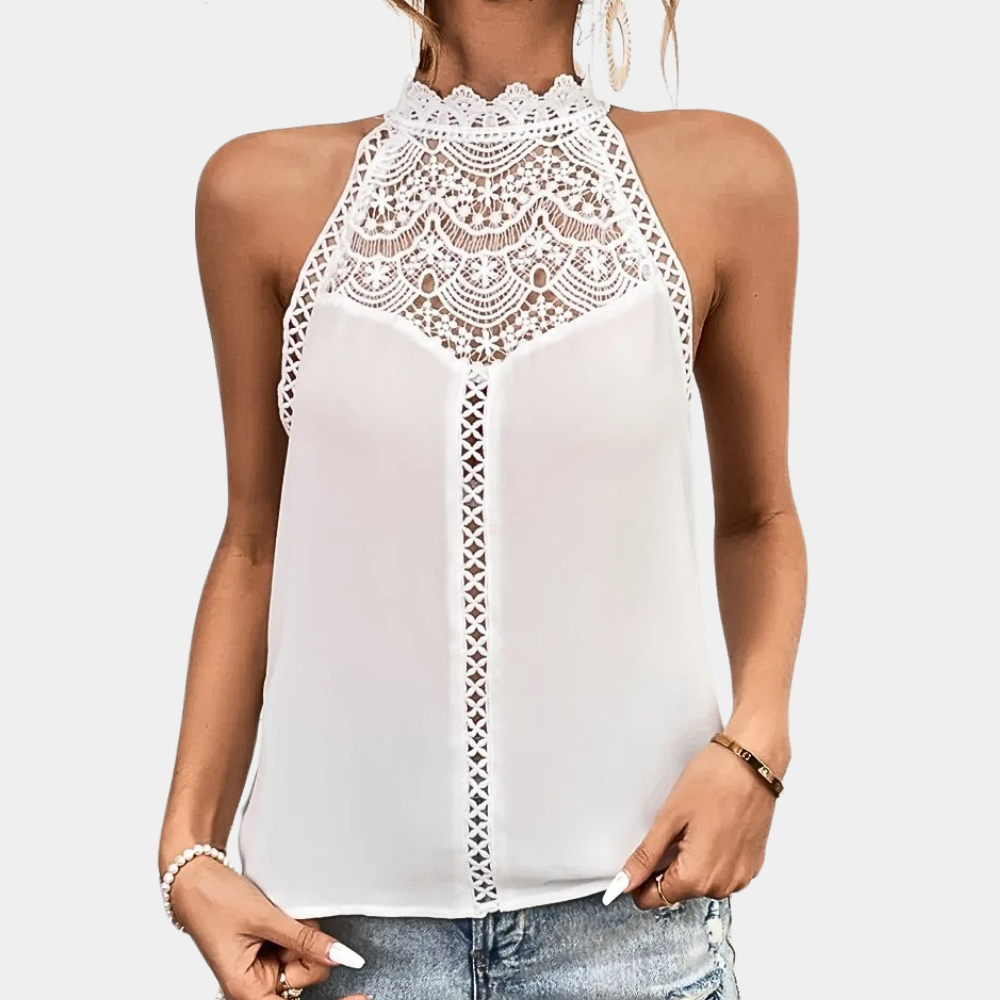 Halter blouse with lace detail | sleeveless top for daily use