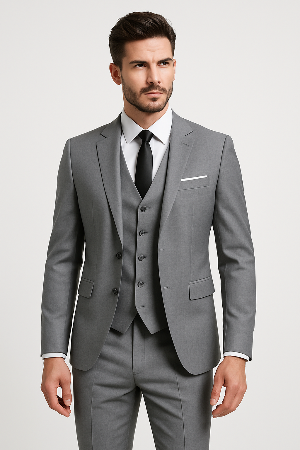 Pánský oblek třídílný slim fit formální svatební banket elegantní