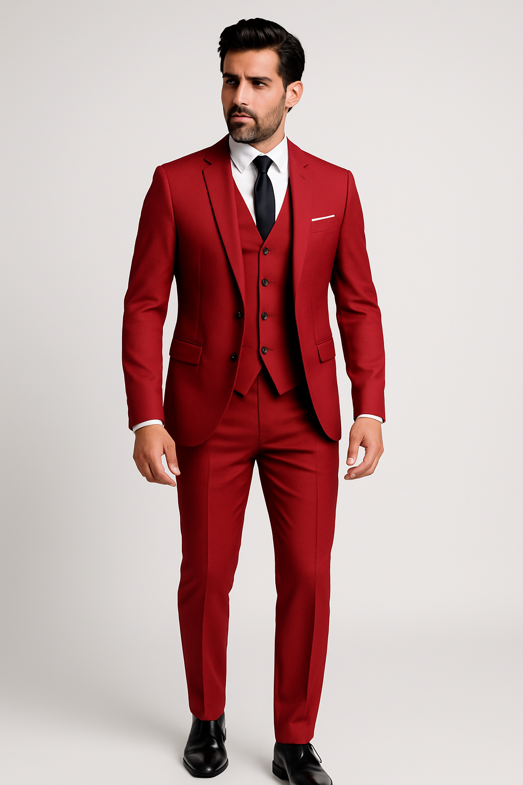 Pánský oblek třídílný slim fit formální svatební banket elegantní