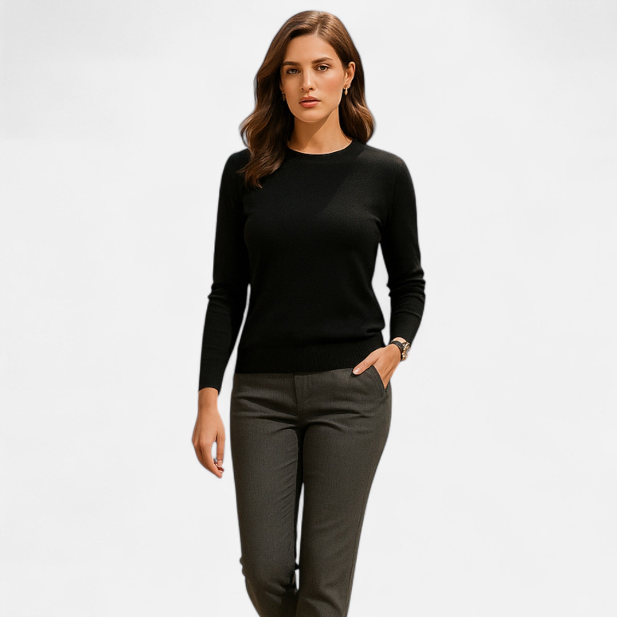 Eliaro Moda | Jersey Mujer Lana Merino Cuello Redondo Slim Fit
