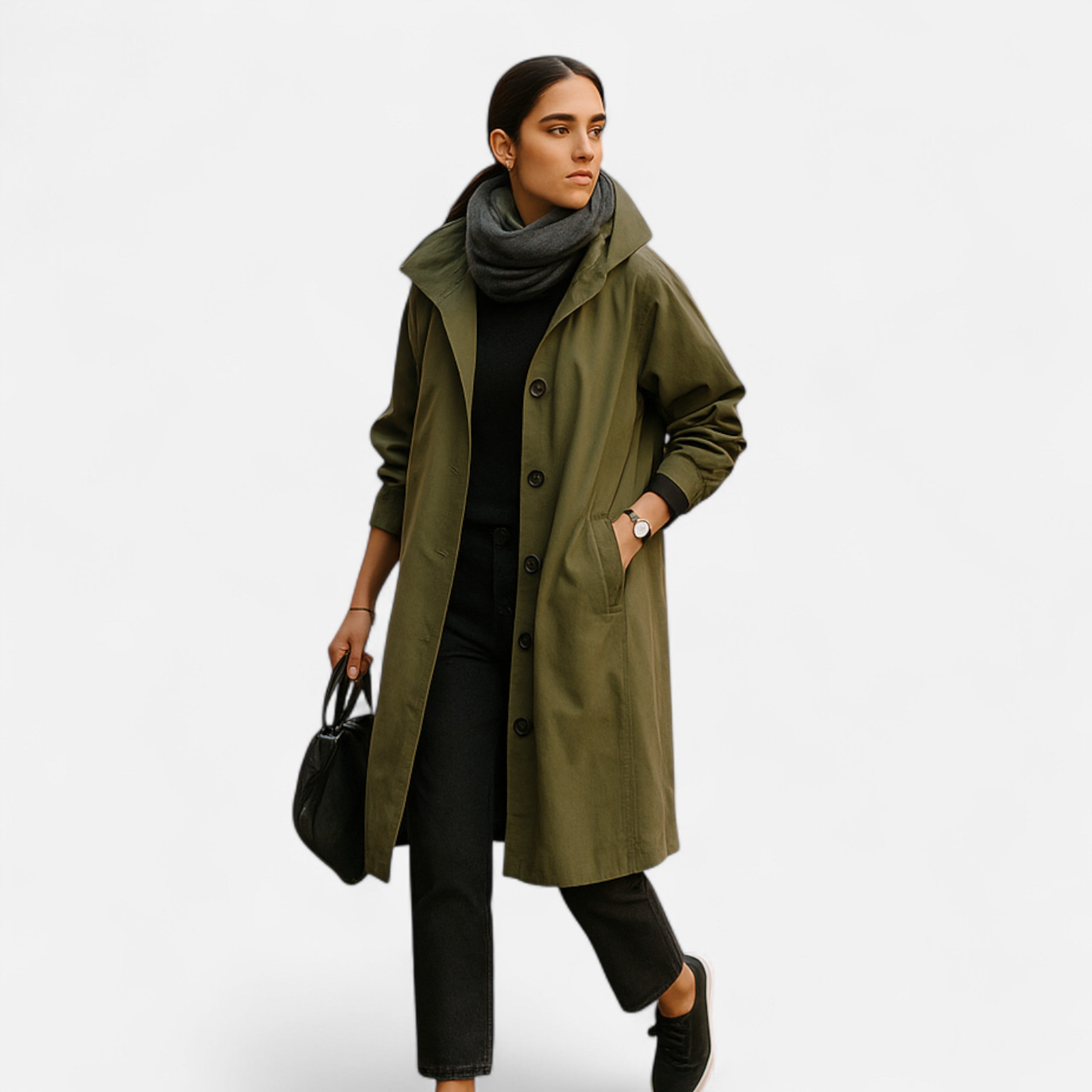 Eliaro Moda | Gabardina Mujer con Capucha Impermeable Atemporal