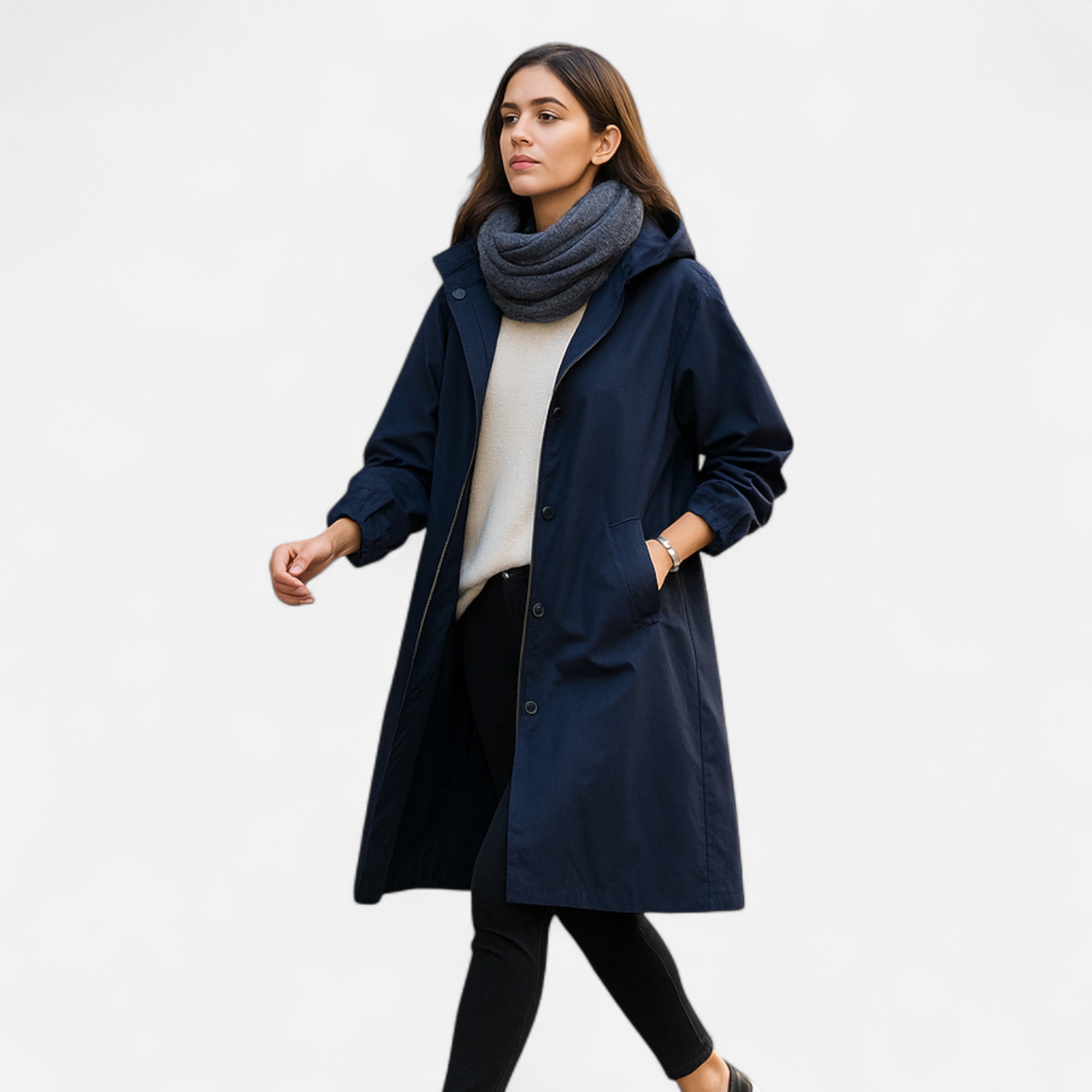 Eliaro Moda | Gabardina Mujer con Capucha Impermeable Atemporal