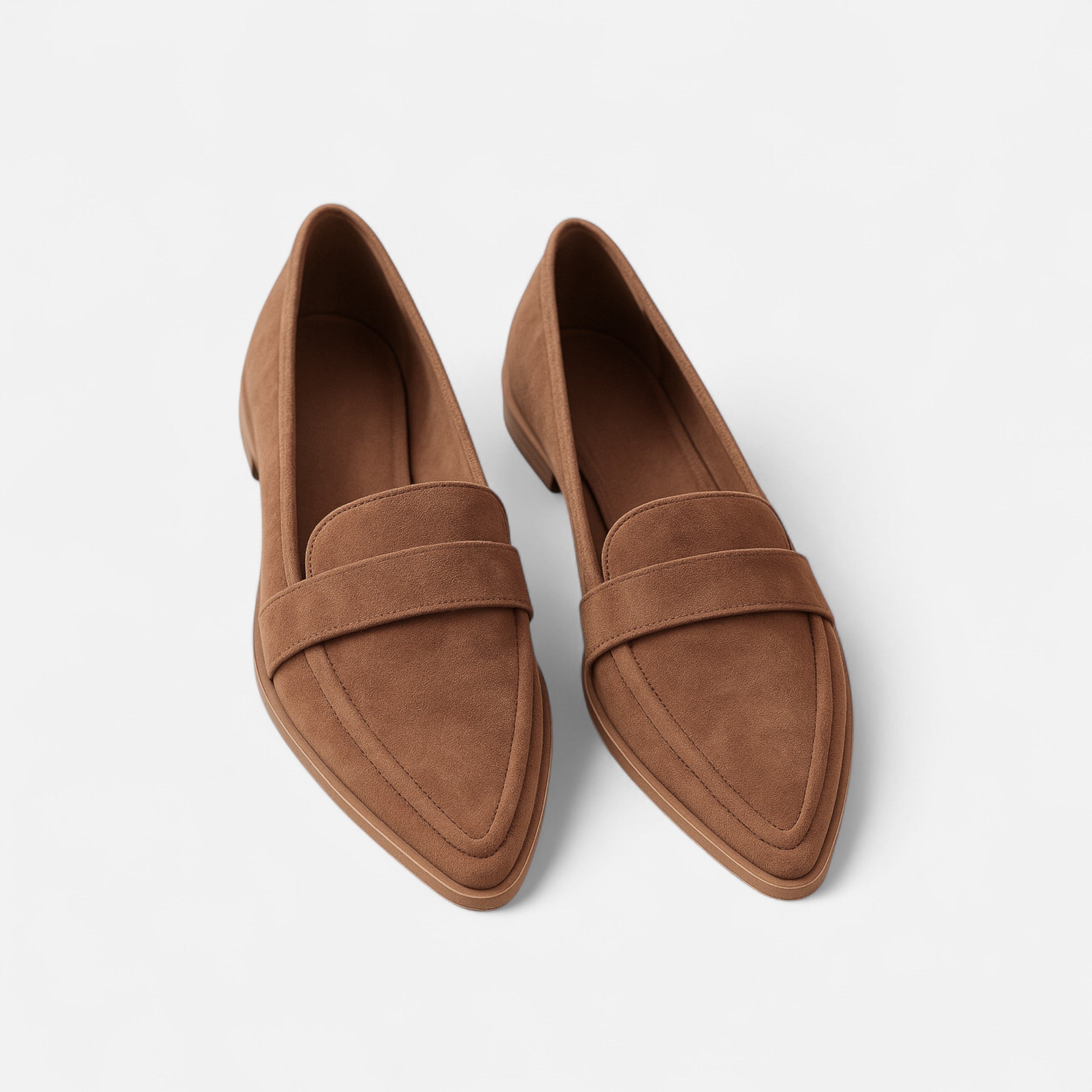 Mocasines de Punta Fina Estilo Retro para Mujer en Gamuza Sintética