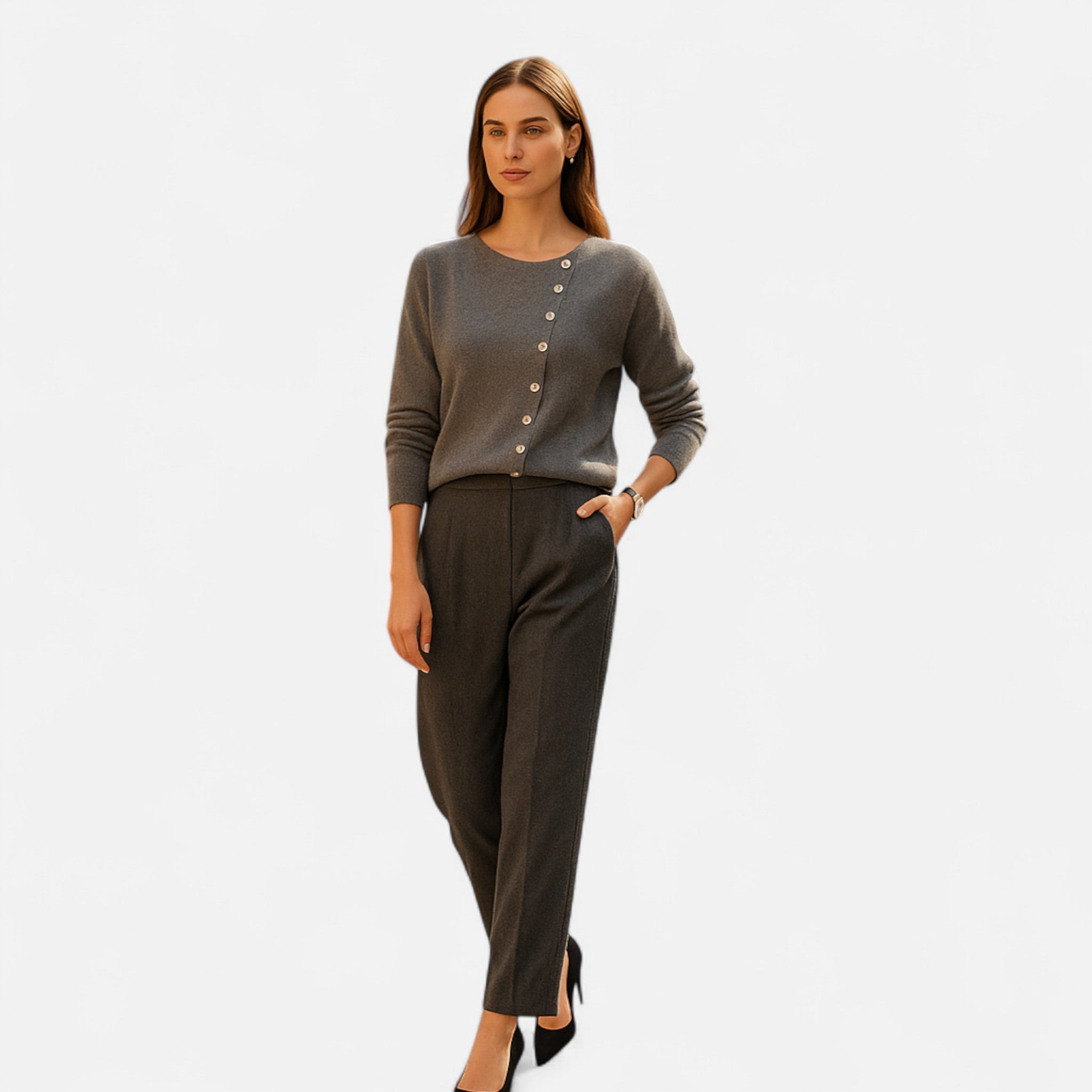 Eliaro Moda | Women's Ginevra Sweater Elegance with Iconic Buttons