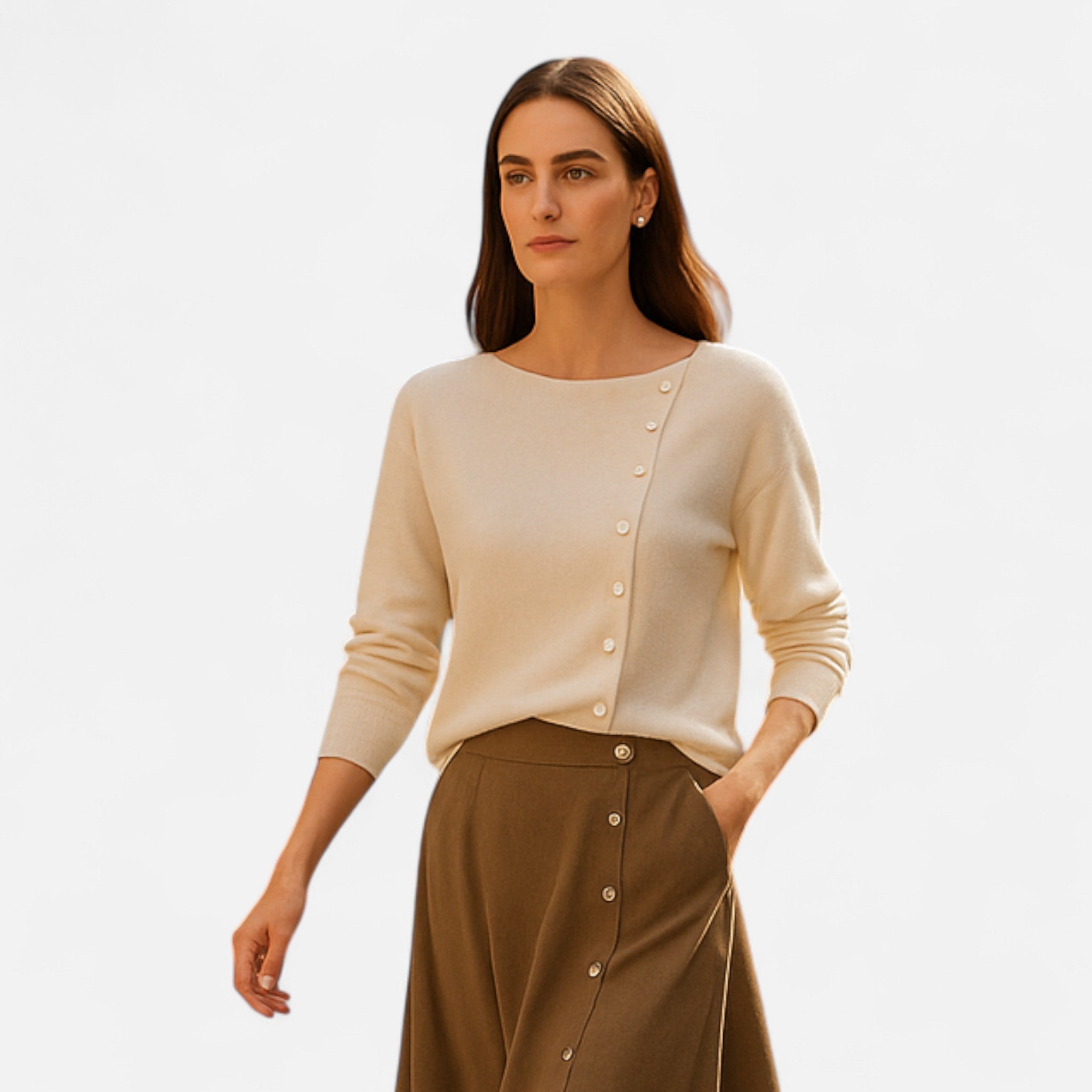Eliaro Moda | Women's Ginevra Sweater Elegance with Iconic Buttons