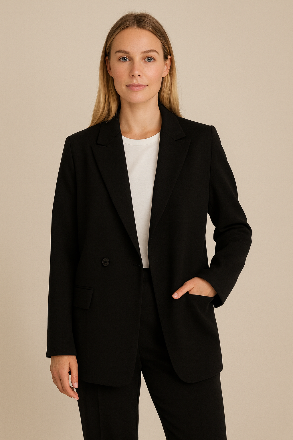 Blazer oversize croisé à coupe tailleur avec double boutonnage pour femme