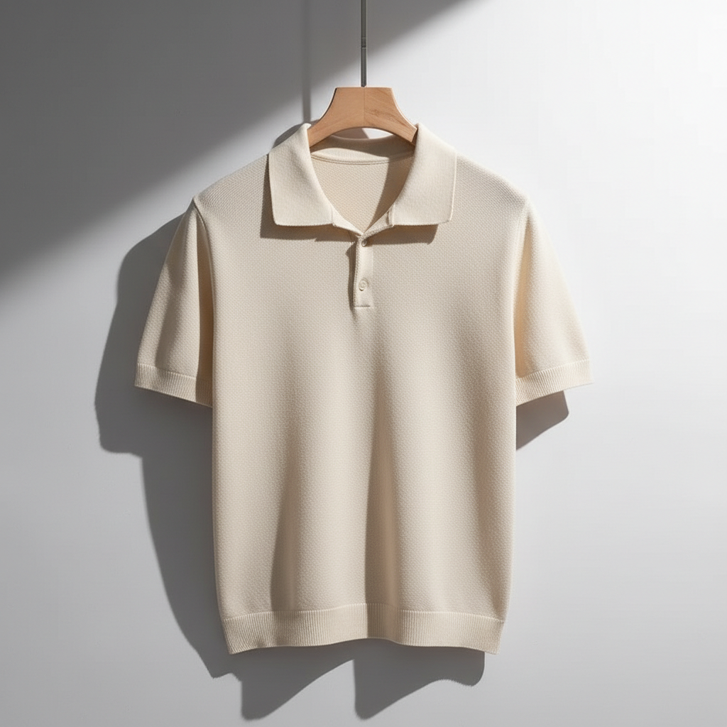 Polo en maille pour homme en coton avec coupe ajustée — décontracté