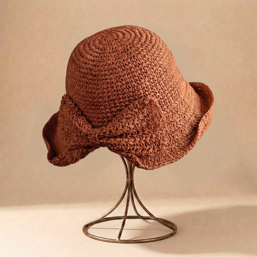 Sombrero de sol tipo pescador para mujer - ala ancha con lazo - playa vacaciones