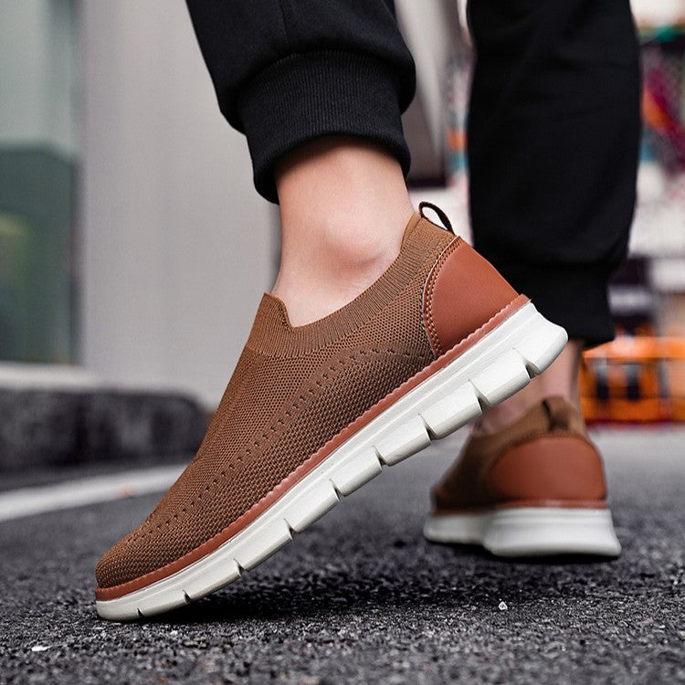 Sneakers Casual Slip-On in Mesh da Uomo con Suola in EVA e Tessuto Fly Knit