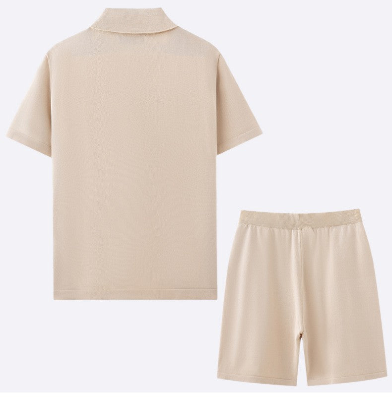 Set pentru bărbați format din cămașă tricotată și pantaloni scurți — vacanță
