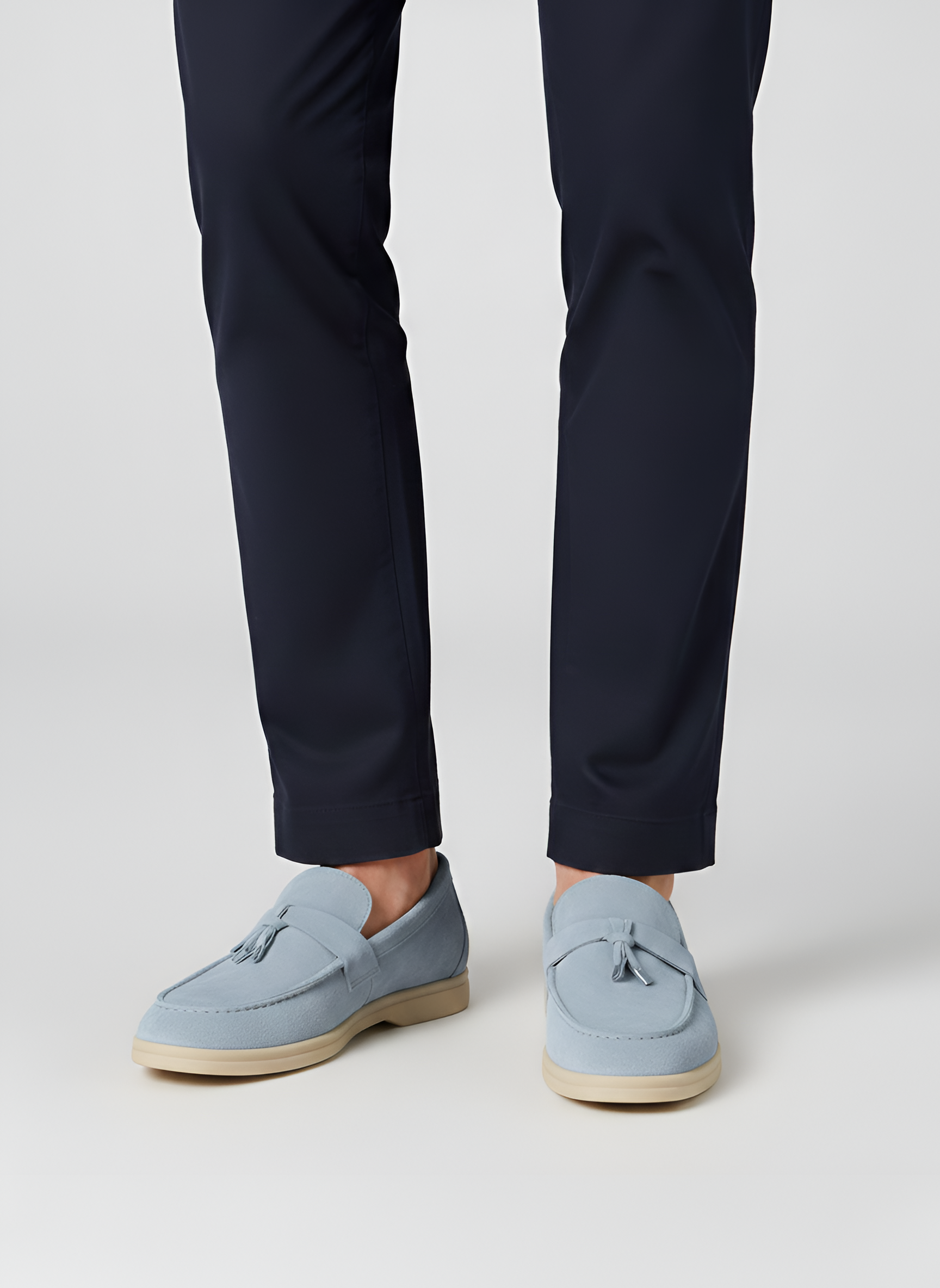 Women's Suede Loafers with Tassel Detail and Rubber Sole