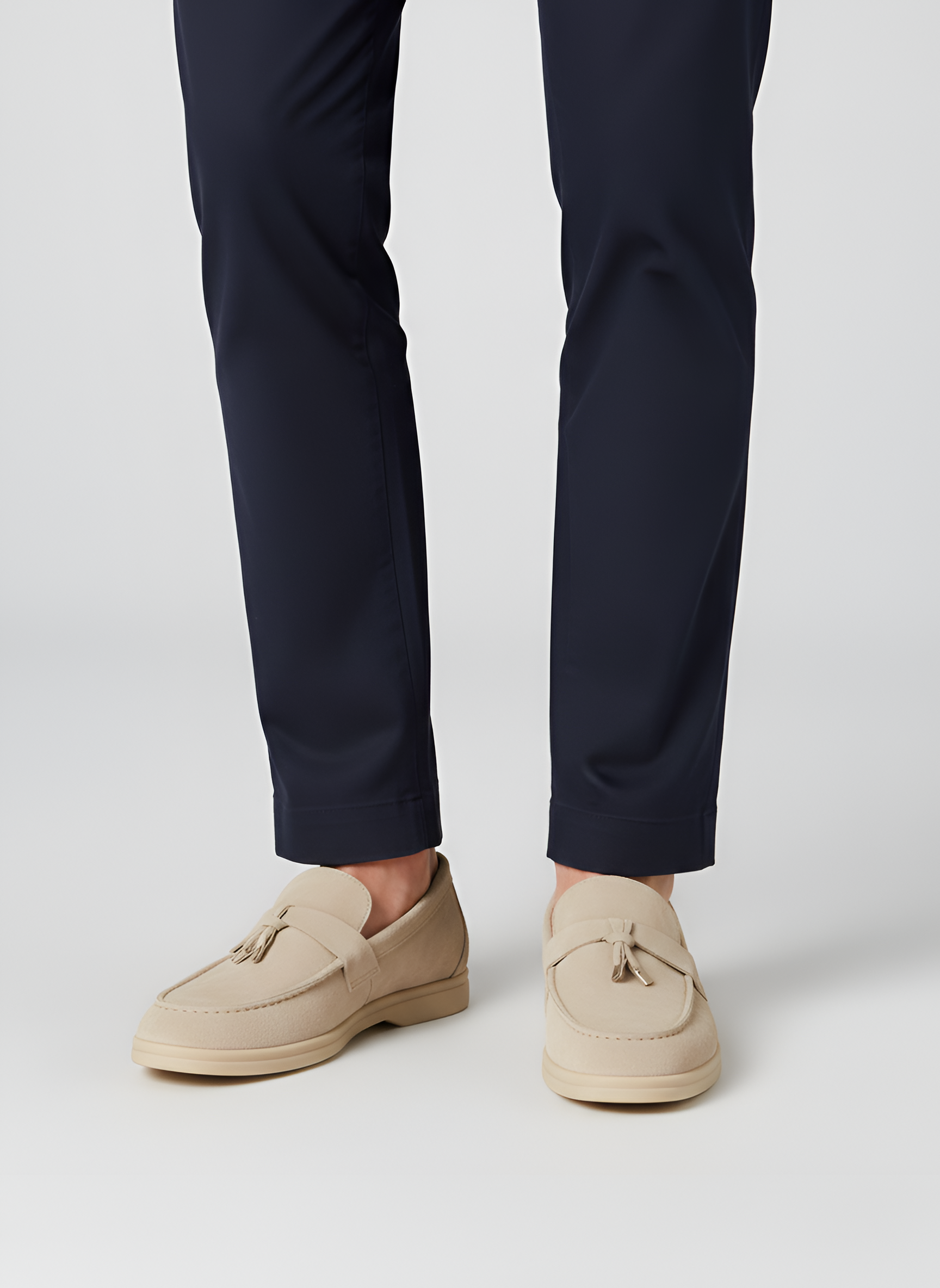 Women's Suede Loafers with Tassel Detail and Rubber Sole