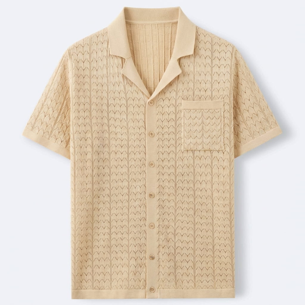 Polo da uomo in maglia con motivo geometrico e tasca — vacanze