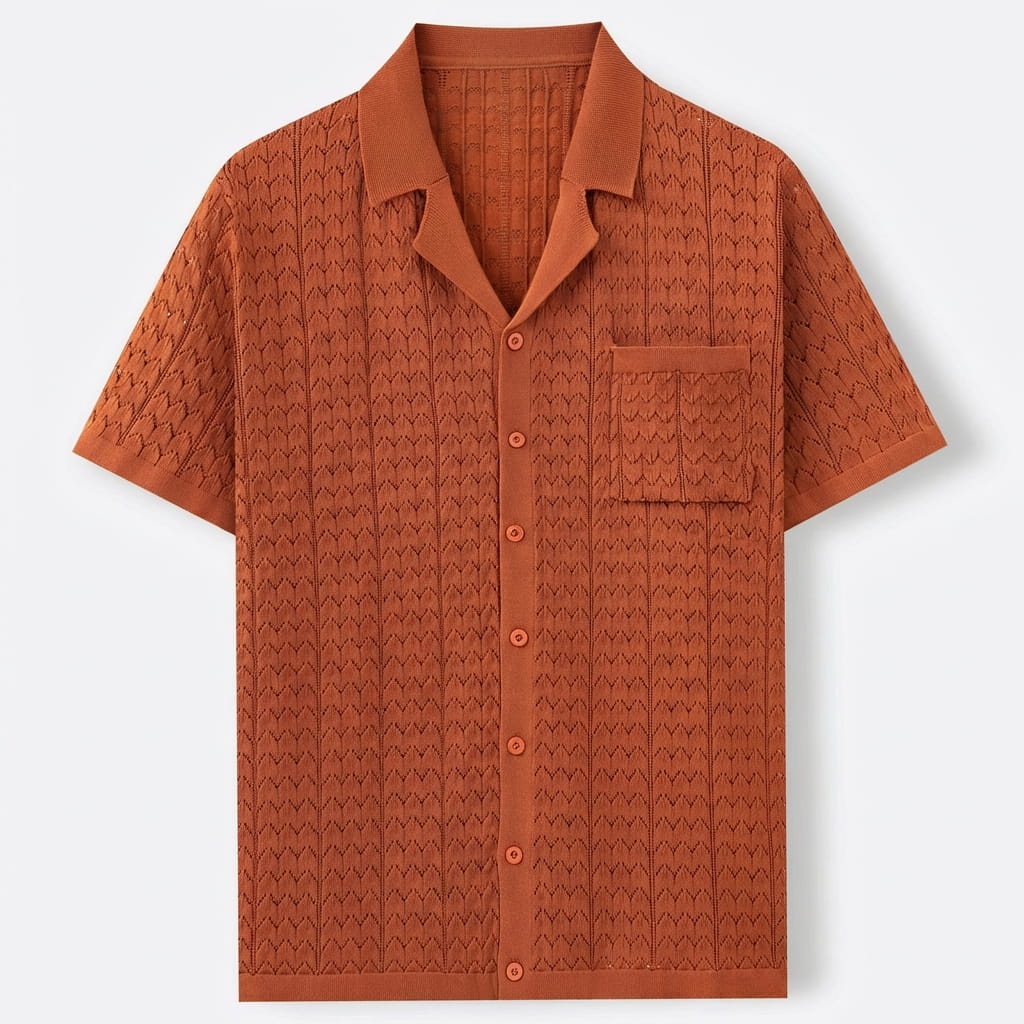 Polo da uomo in maglia con motivo geometrico e tasca — vacanze